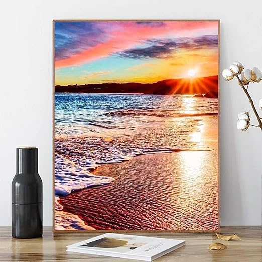 ACENGXI Beach Sunset Paint by Numbers Beach Paint by Numbers Sunset DIY