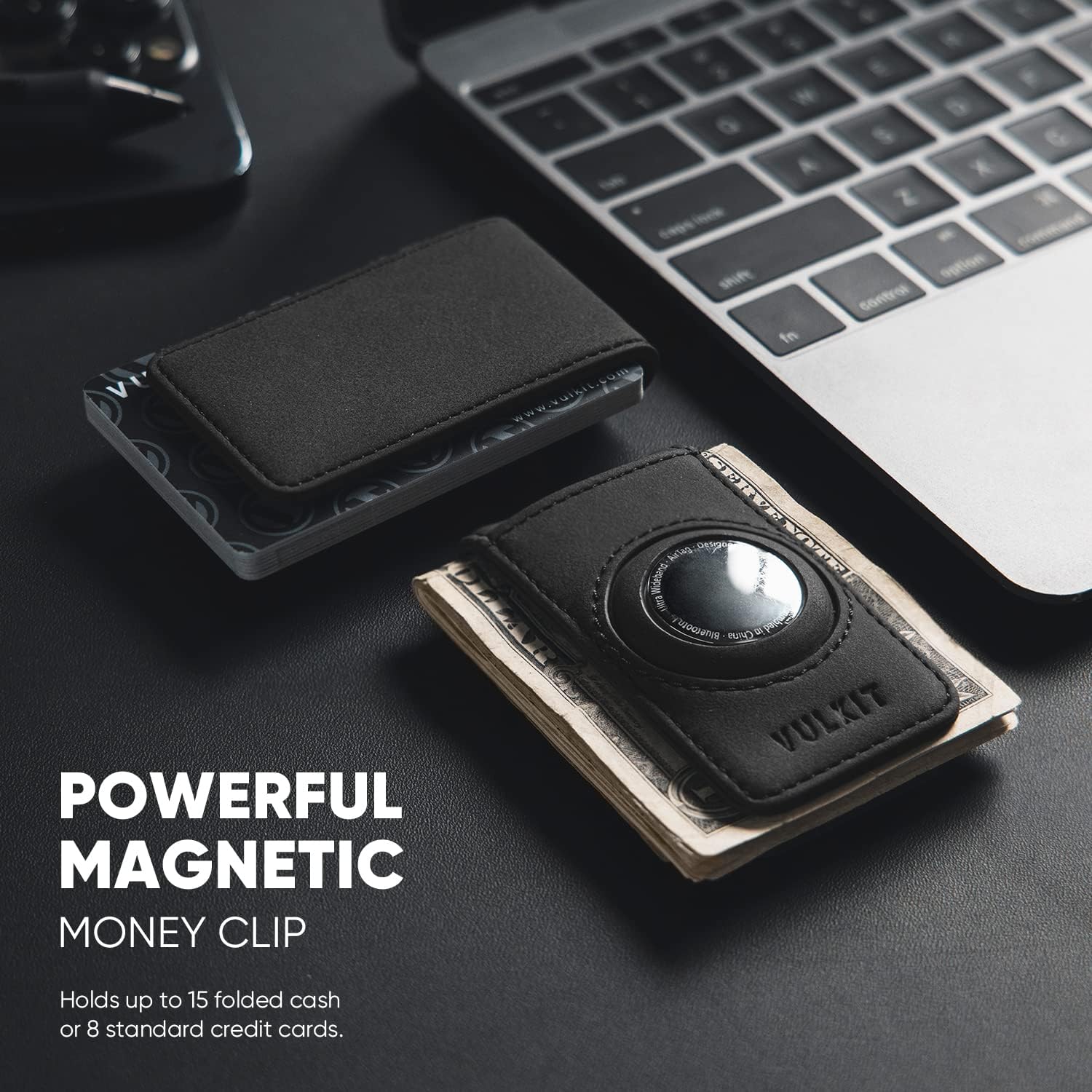 VULKIT Men's Magnetic Money Clip with Airtag Holder - Airtag NOT Included- Holds Up to 15 Cash or 8 Cards - Image 2