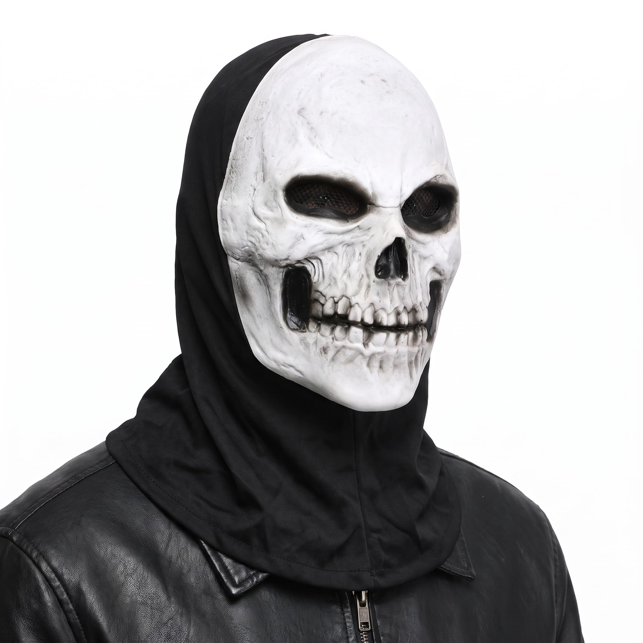 Yizzen Skull Mask, Halloween Ghost Mask, Skeleton Ghost Face Costume, Oni Ghostface Madk, Skull Face Full Head Balaclava, Latex Hood Grim Reaper Headwear for Scary Horror Cosplay Masquerade (white)