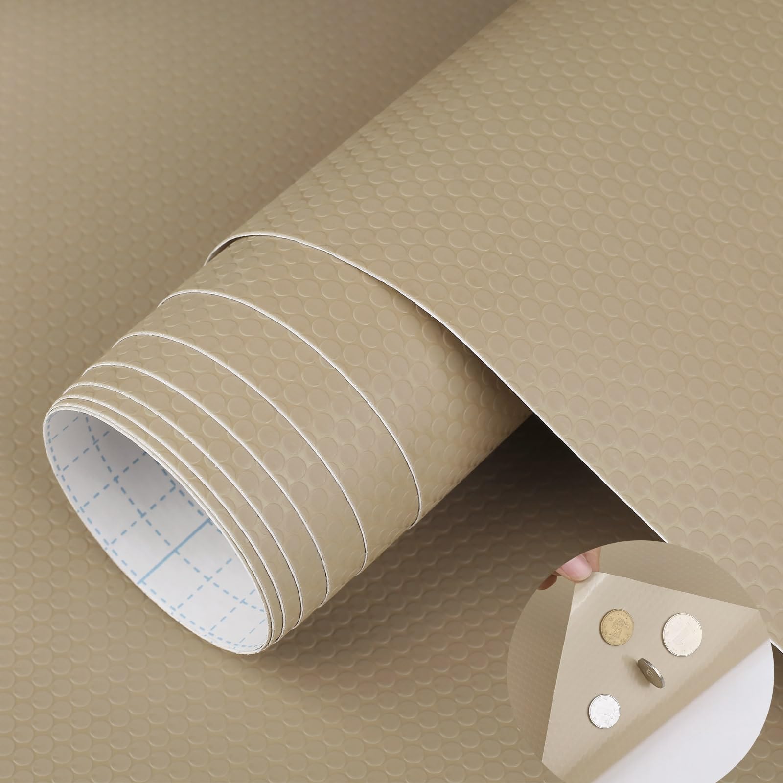 WochiTV Adhesive Shelf Liner 17.5 X 240 Inches Peel and Stick Kitchen Liner for Cabinets, Drawers Removable Protector Mat Waterproof Contact Covering