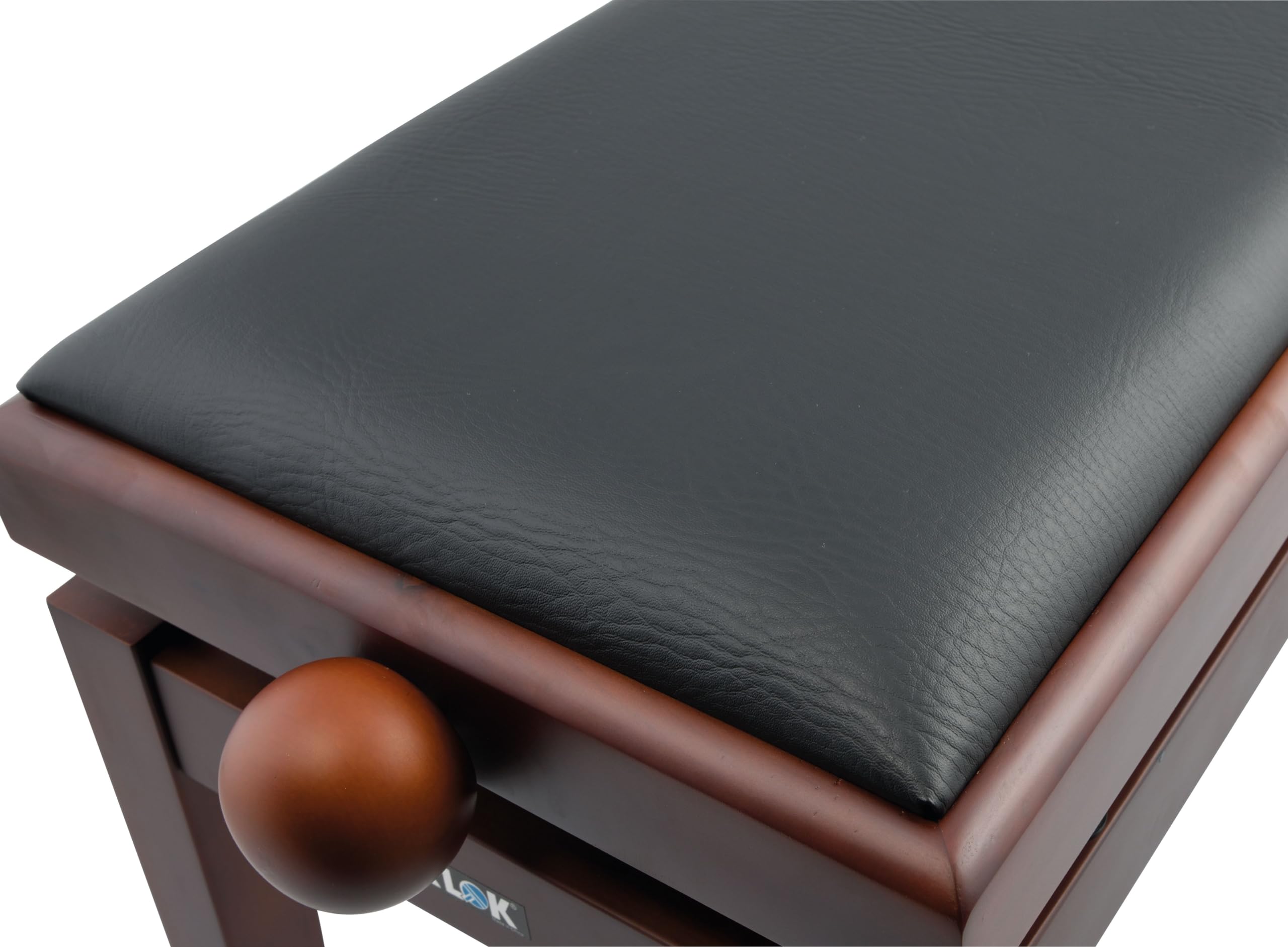 QUIK LOK - PB/100 WN S PANCA IN LEGNO PER PIANOFORTE, Con Seduta in Sky Nero, Rivestimento Durevole, Altezza Regolabile da 48 a 57 cm, Versione in Finitura Noce Satinato
