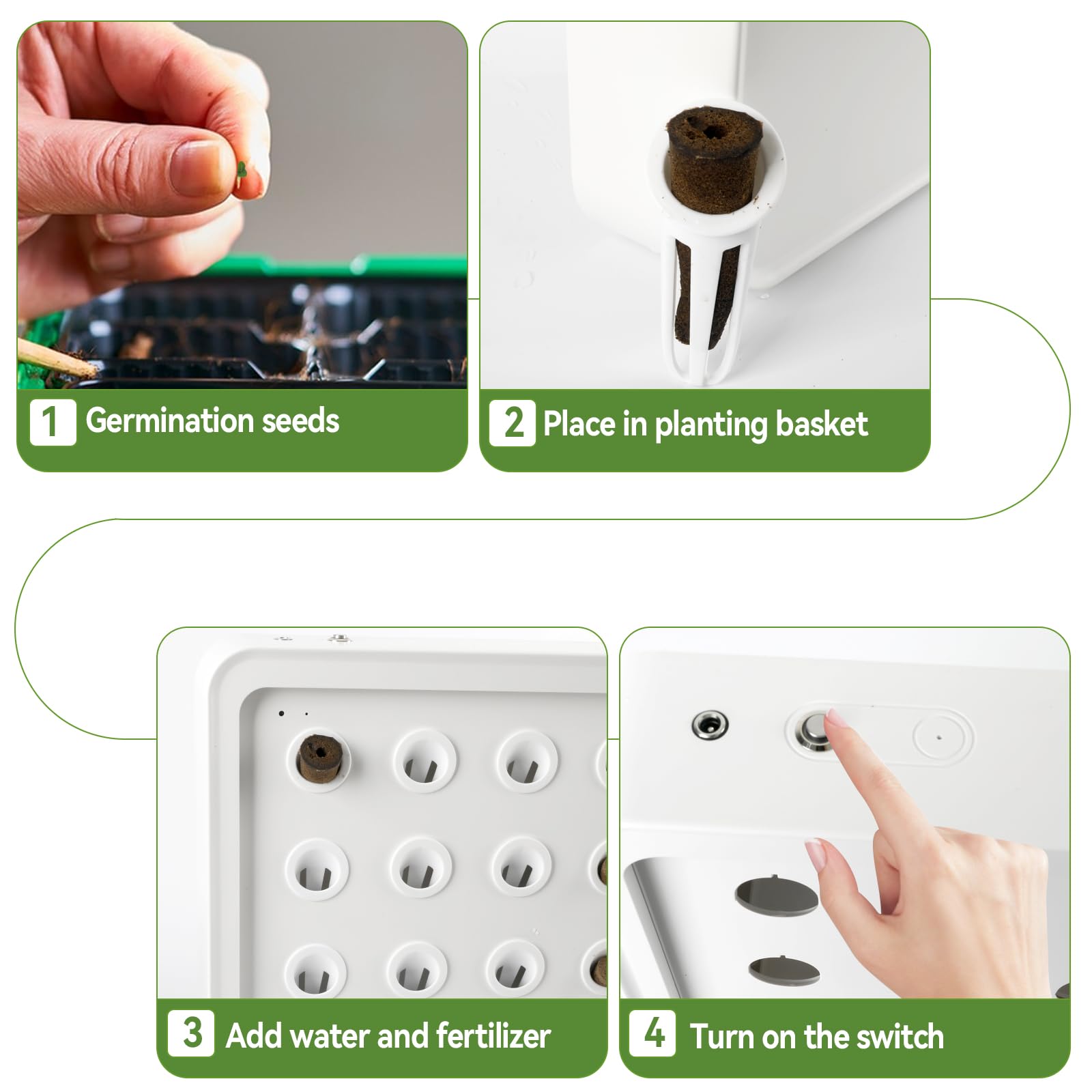CDIYTOOL Sistema de cultivo hidropónico con luz LED de crecimiento, jardín de hierbas de 16 cápsulas, juego inteligente de germinación de plantas con riego automático, luz ajustable