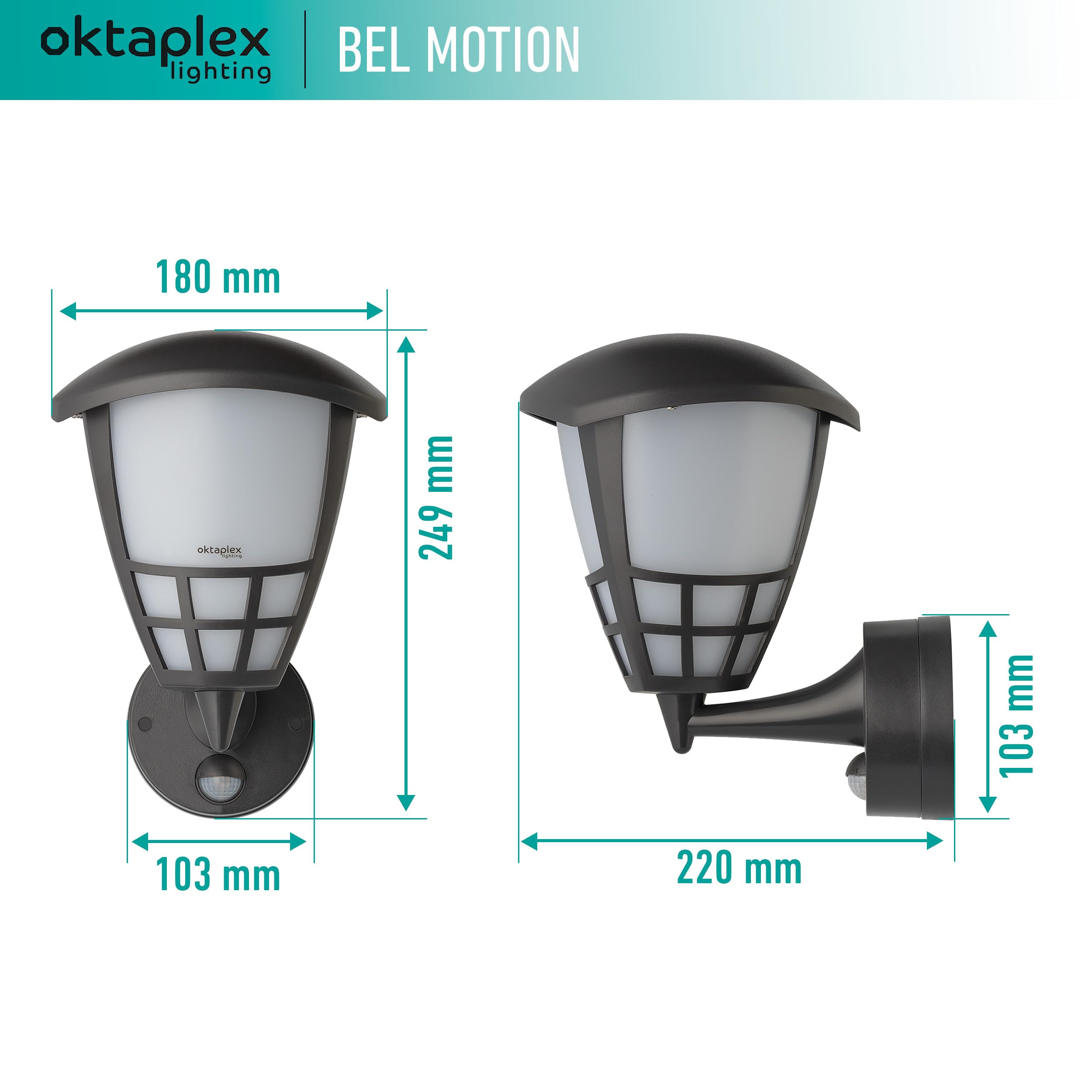 Oktaplex Bel outdoor lamp with motion detector IP54 incl. E27 2700K warm white 806lm bulb outdoor light anthracite 230V - energy class A