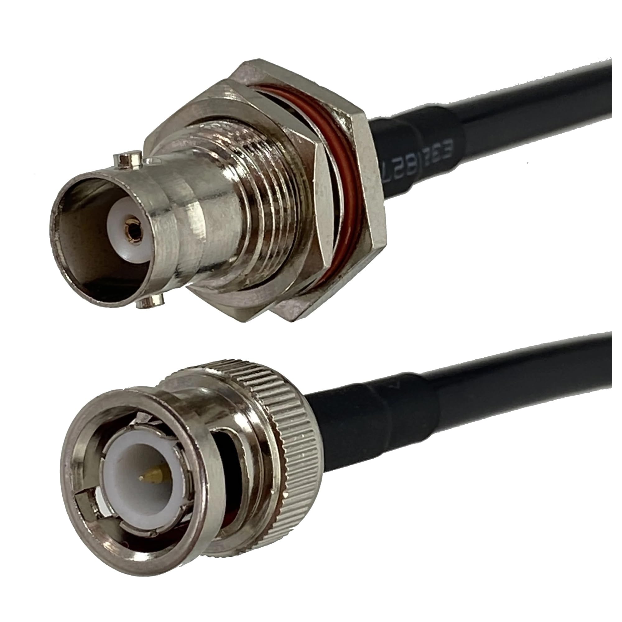 Cable coaxial BNC de 2m con tuerca de mamparo para una señal estable