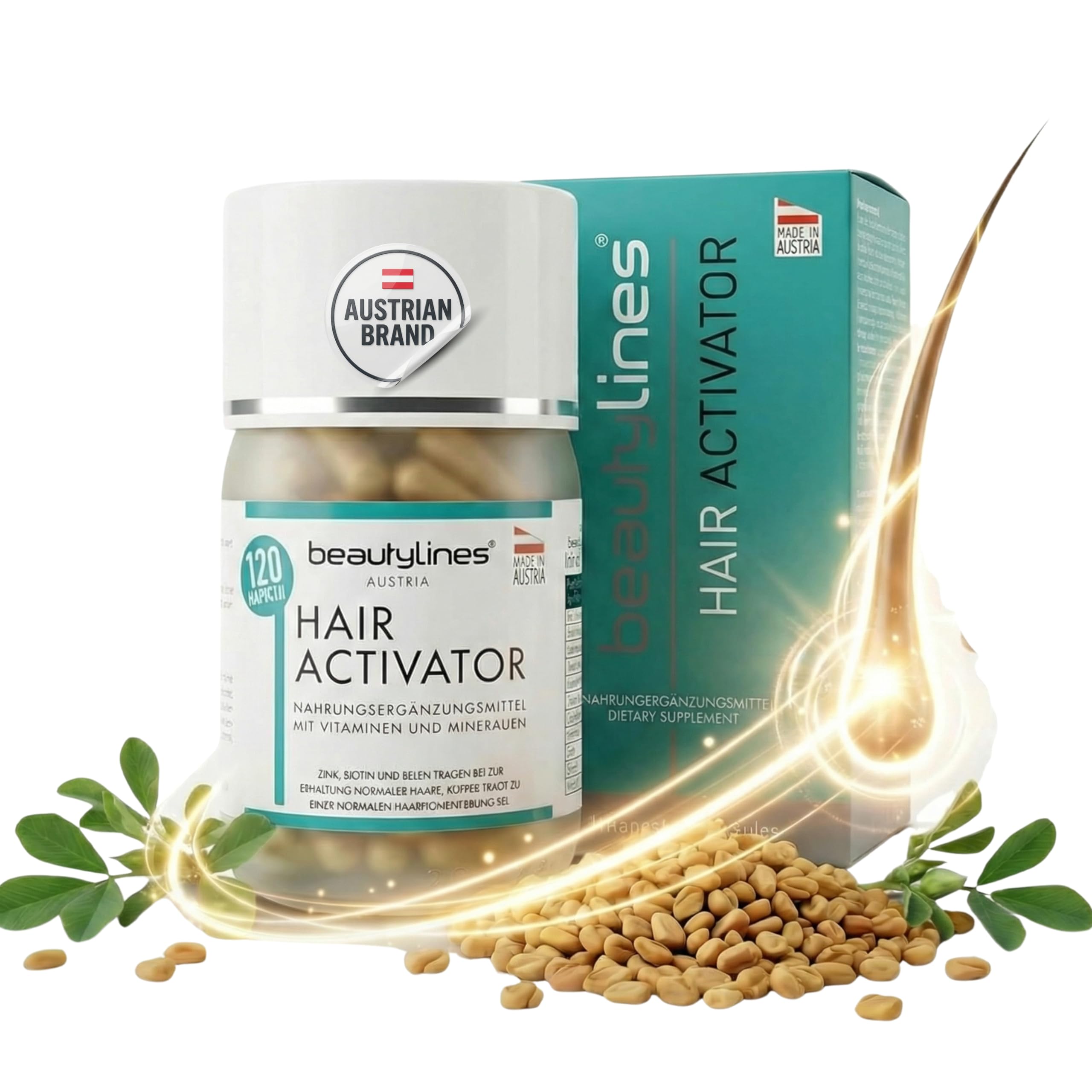 Hair Activator – 120 Kapseln mit reinem Bockshornklee-Extrakt 5000mg pro Tagesdosis – Nahrungsergänzung für Haare – Hair Vitamine, Spurenelemente & Mineralstoffe zur Unterstützung