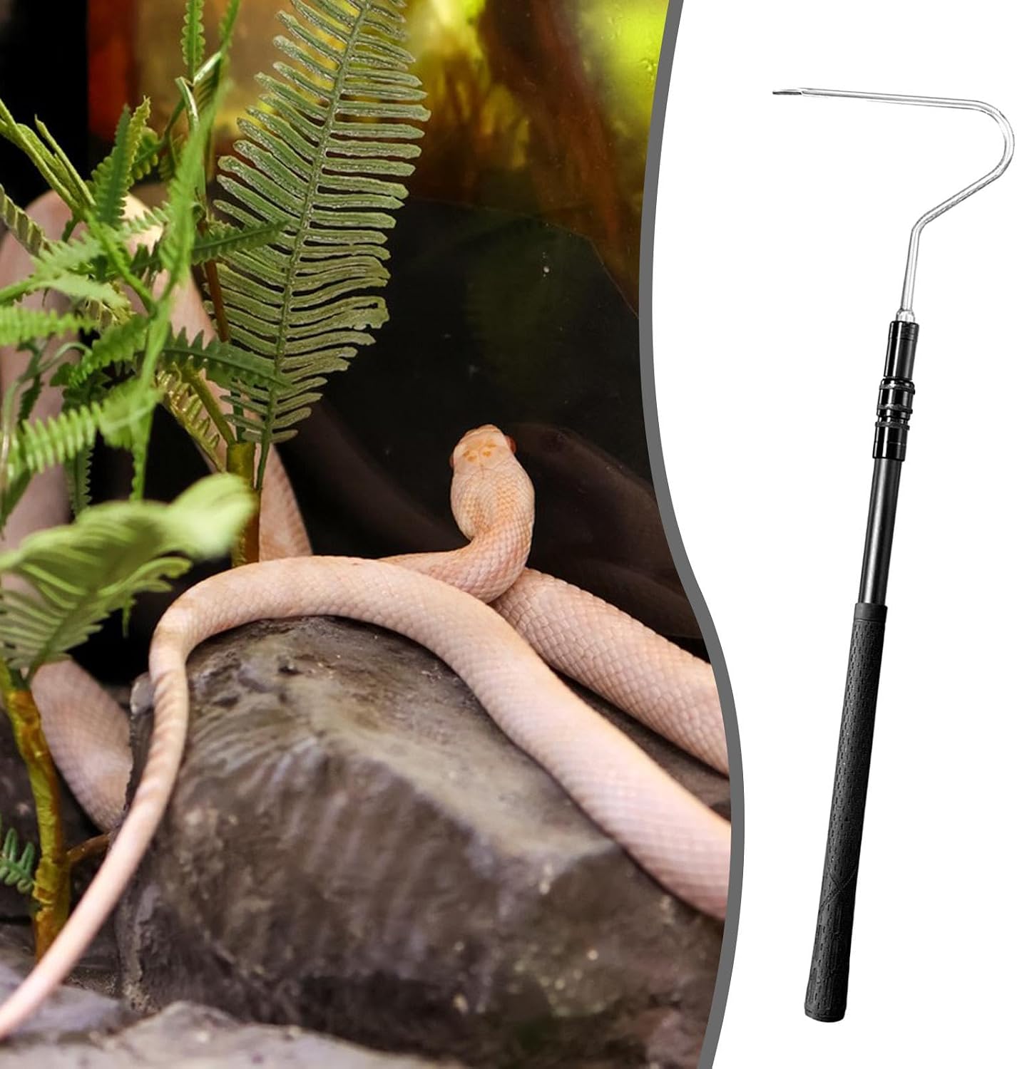 Gralara Snake Hook Catcher Pole Metal Beginner Comfortable Grip Handle Snake Grabber Tool Handling Tool for Rattlesnakes