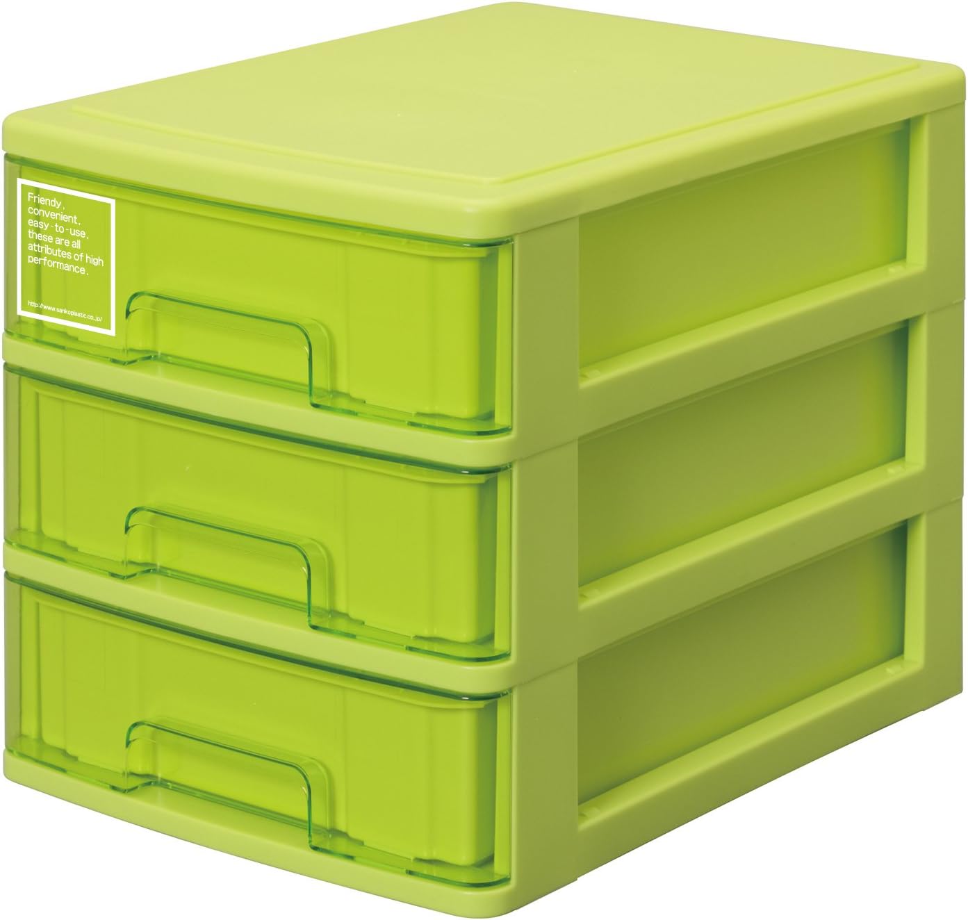 サンコープラスチック(SankoPlastic) Sanko Plastic Small Storage 3 Tiers, Silki - Width 10.9 x Depth 13.8 x Height 11.0 inches (25.2 x 35 x 28 cm), Green