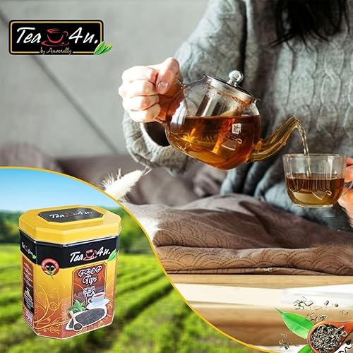 Miniatura 3 de Tea4U - Té de Ceilán negro suelto con puntas de Pekoe de naranja roto floral (FBOP) - Hojas de té frescas seleccionadas a mano con rico sabor