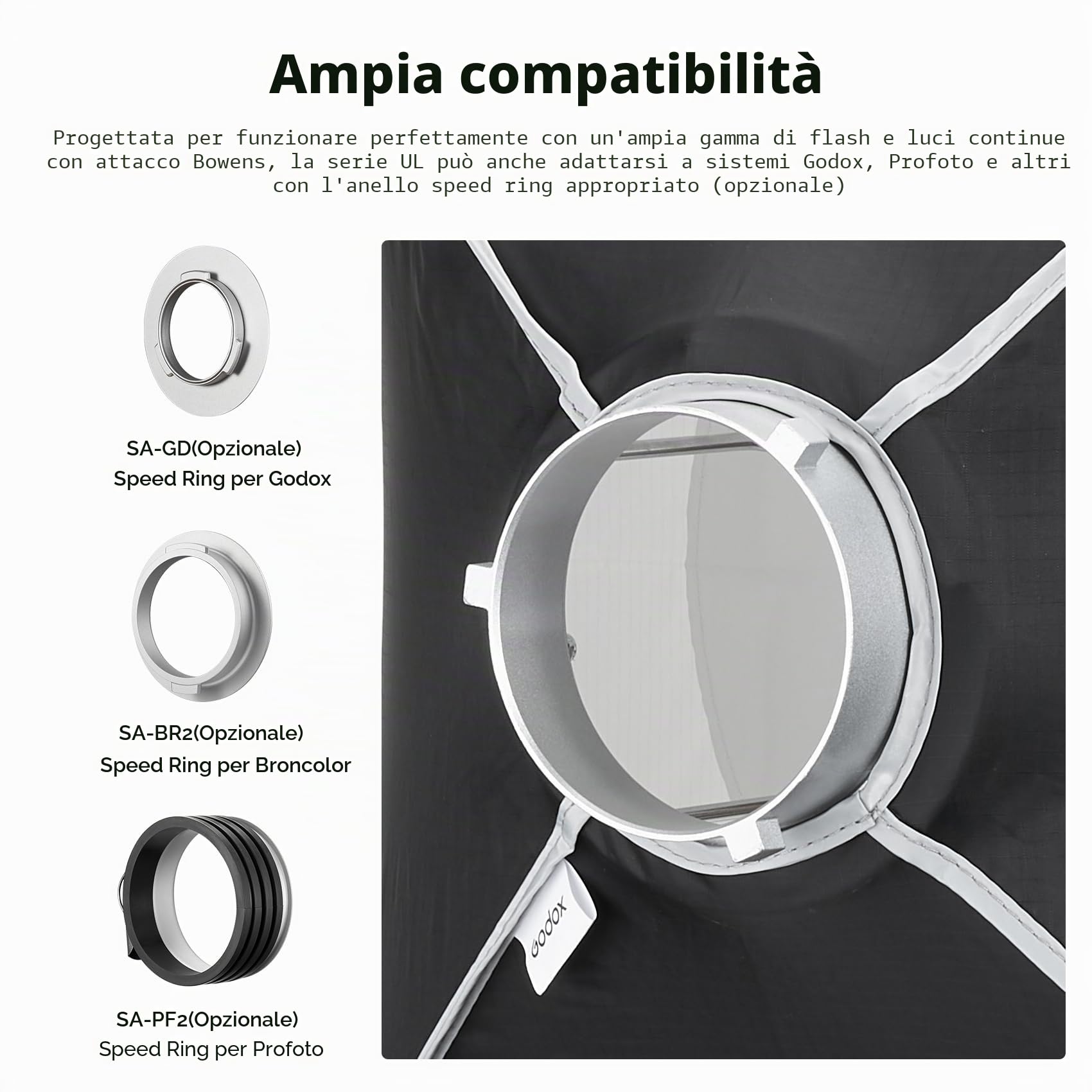 GODOX UL-BOX-60 * 90 Rettangolare Softbox, 60x90cm Soft Box con Griglia | Montaggio e Smontaggio Rapido, Pieghevole, Bowens Mount per Studio Light SL60W SL60IID SL100D SK400III-V MS300-V DP400III-V