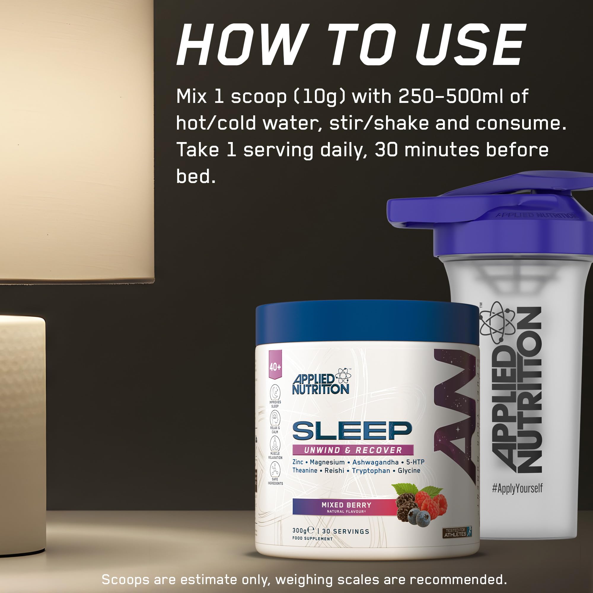 Applied Nutrition Sleep Support for Over 40s | Magnesium Glycine L-Theanine 5-HTP & Adaptogens | Informed Sport – Black Grape 300g – 30 Servings product thumbnail 8
