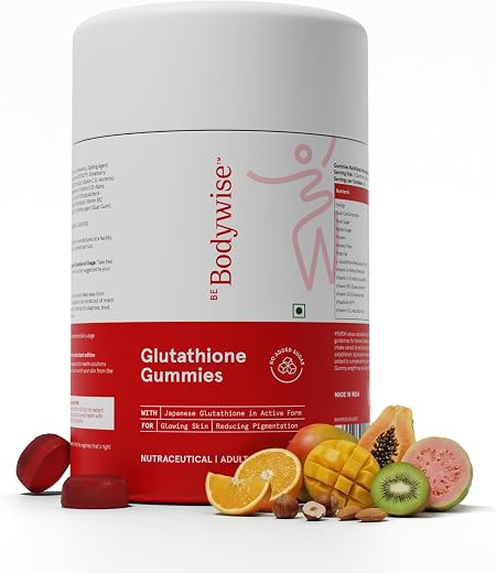 Be Bodywise Glutathione Gummies for Clear Radiant Skin | Reduces Pigmentation, Enhances Radiance, Protects Against Polluti...