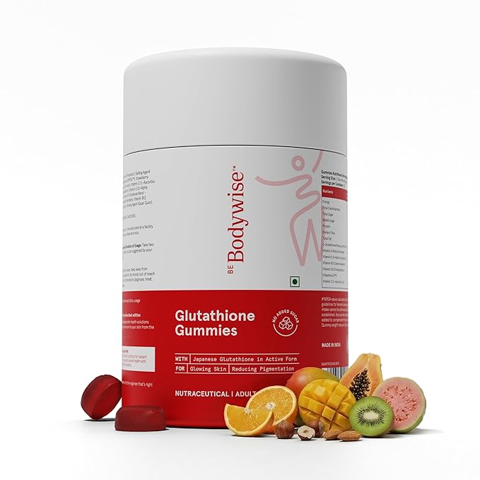 Be Bodywise Glutathione Gummies for Clear Radiant Skin Reduces Pigmentation, Enhances Radiance, Protects Against Pollution & UV Damage L Glutathione Gummies 250 Mg With Vitamin C Antioxidant, Skin Glow Supplement for Clear Skin Pack of 60