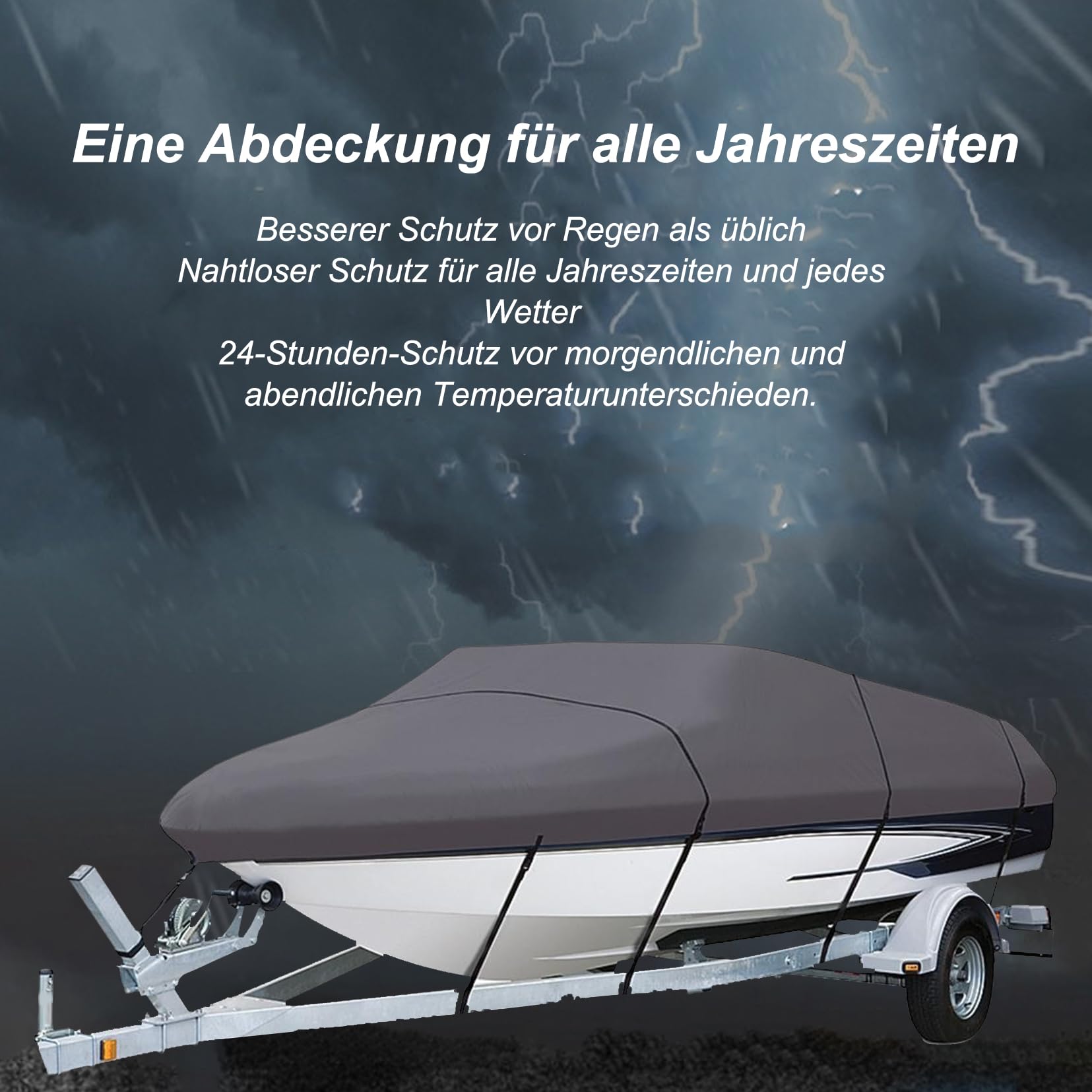 Bootspersenning Bootsabdeckung 420D Oxford Gewebe Wasserdicht Staub Schutz Persenning Anti- Persenning Bootsplane Passend für V-Hull Bass Boats Fisch-Ski Pro-Style Cover (Grau 20-22ft)