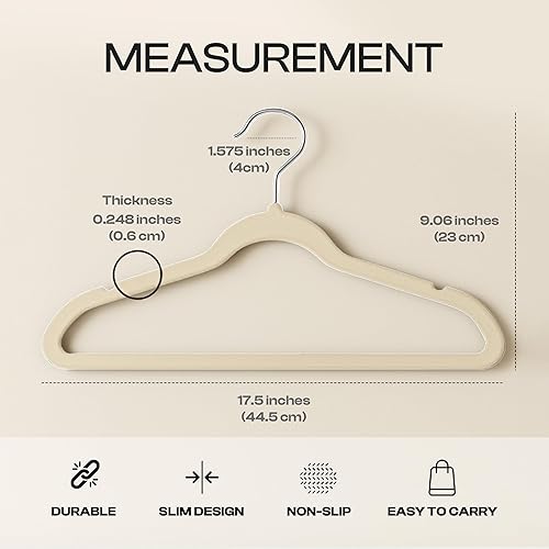 Vista 72 de Utopia Home - Perchas de terciopelo prémium, paquete de 30, traje negro antideslizante con gancho giratorio de 360 grados resistente