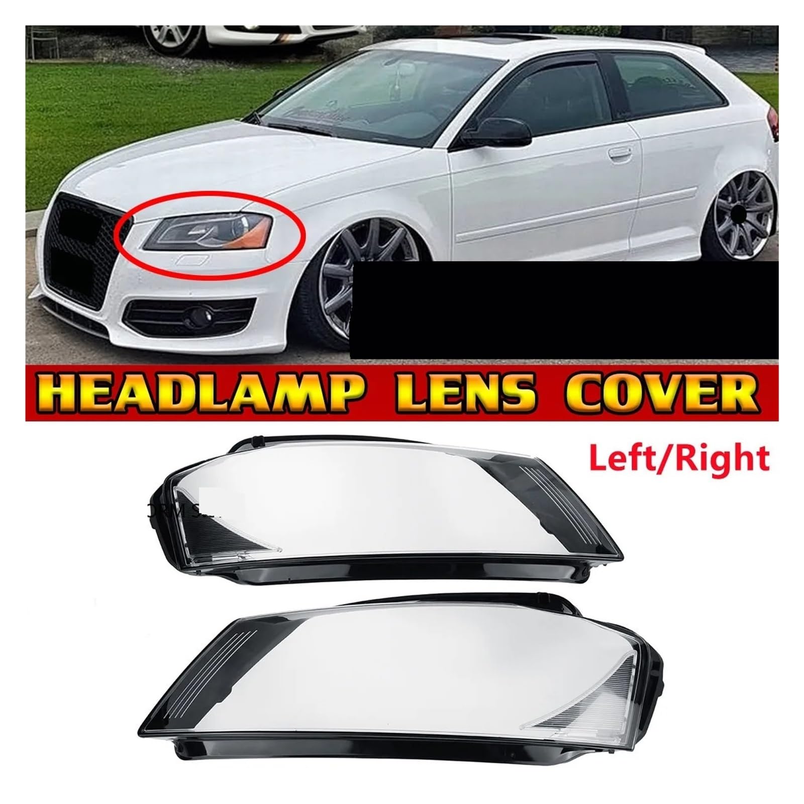 Faro Delantero Cubiertas Para A3 8P S-line S3 RS3 Facelift 2008-2012 8P0941003 8P0941004 Carcasa De Faro Delantero(R)