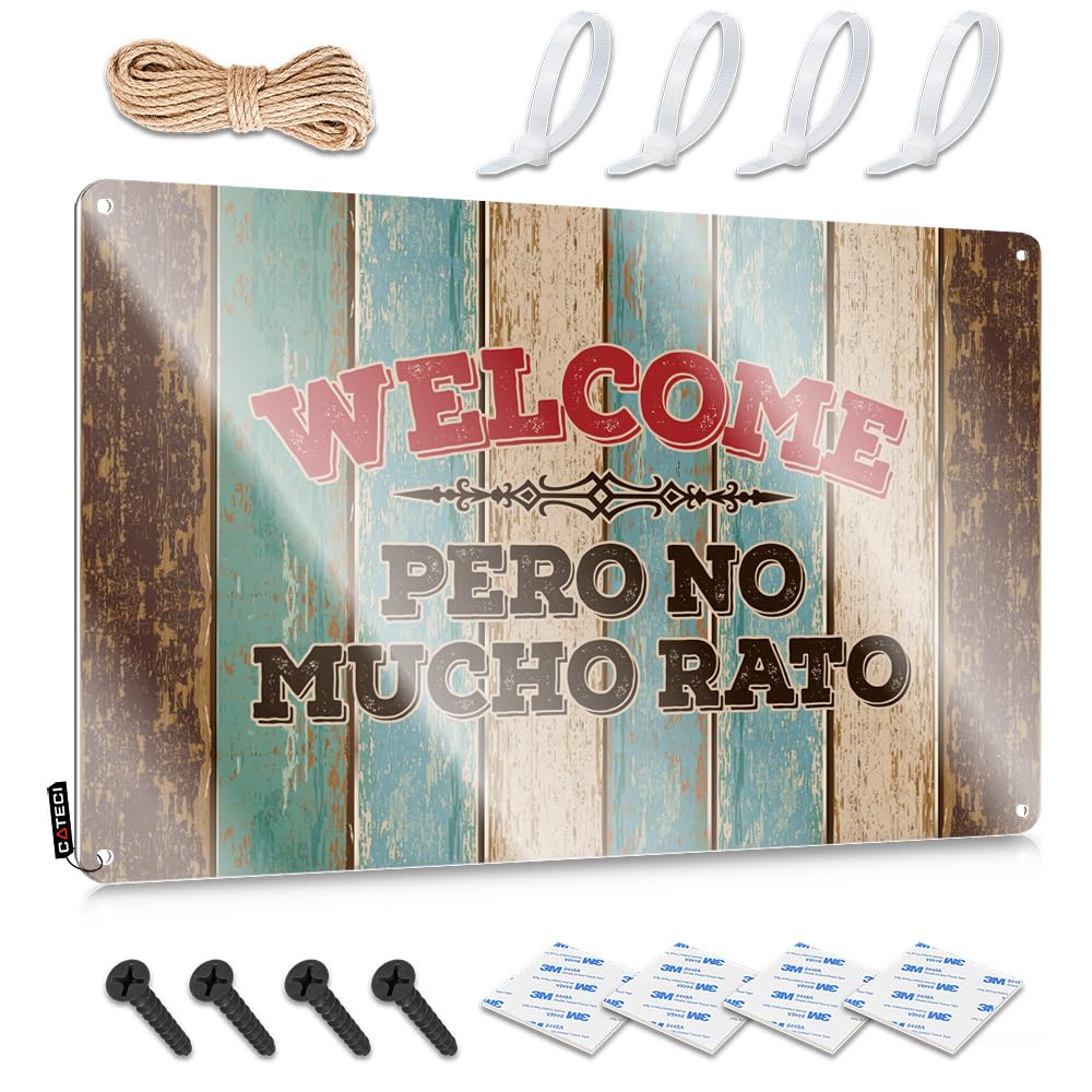 MWFKKADDB Room Door Sign Welcome Pero No Mucho Rato Tin Sign Funny Tin Metal Signs Funny Street Signs(30X40CM)