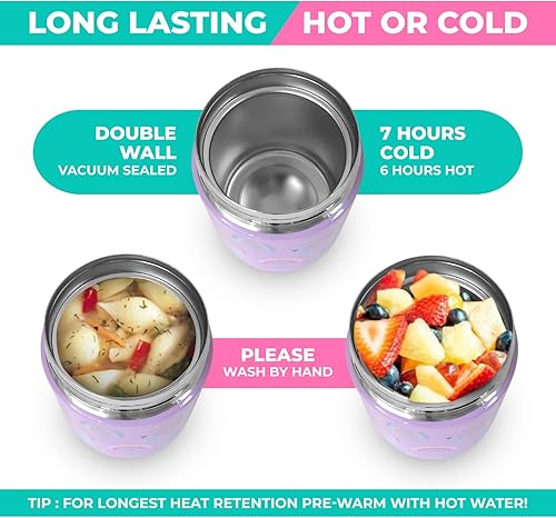 Miniatura 7 de Lonchera bento para niños con tarro para alimentos térmico para sopa o alimentos calientes bolsa de almuerzo aislada y juego de paquetes de hielo