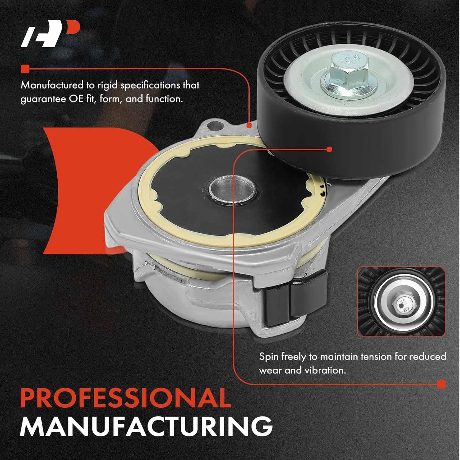 A-Premium Belt Tensioner Assembly with Pulley Compatible with Lexus IS F 2008-2014, RC F 2015-2018, GS F, LS460, GS460, LC500 2018, Replace# 166200W130, 16620-0W130