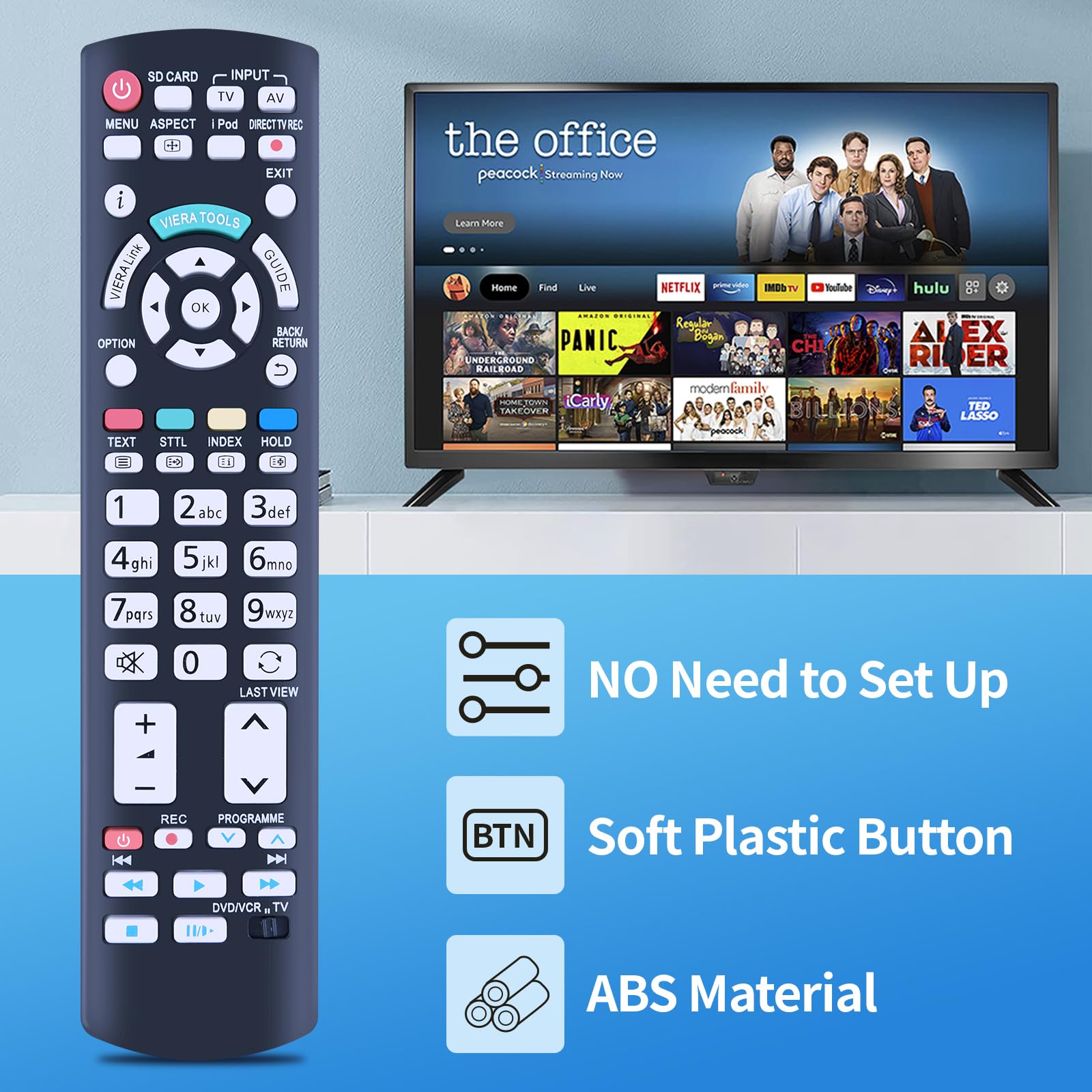 TCNOUMT Suitible for Panasonic N2QAYB000504 Remote Control Compatible with Panasonic Viera Smart TV TX-L32G20E TX-L42D25E TX-P42G20E TX-P42S30B N2QAYB000673 N2QAYB000785 Universal Remote Controller - Image 3