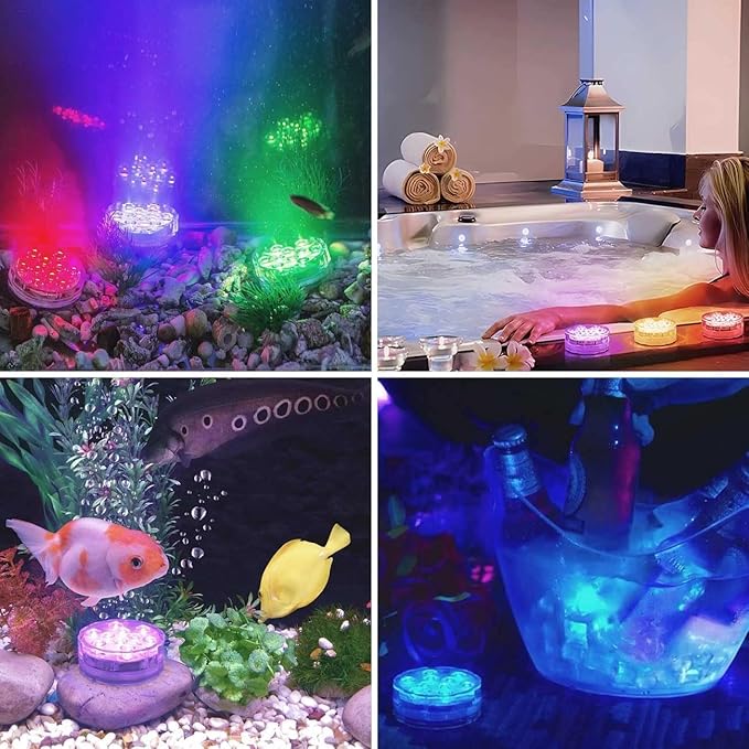Luces LED Sumergibles para Piscina 4 Paquetes 16 Colores Control Remoto miniatura 7