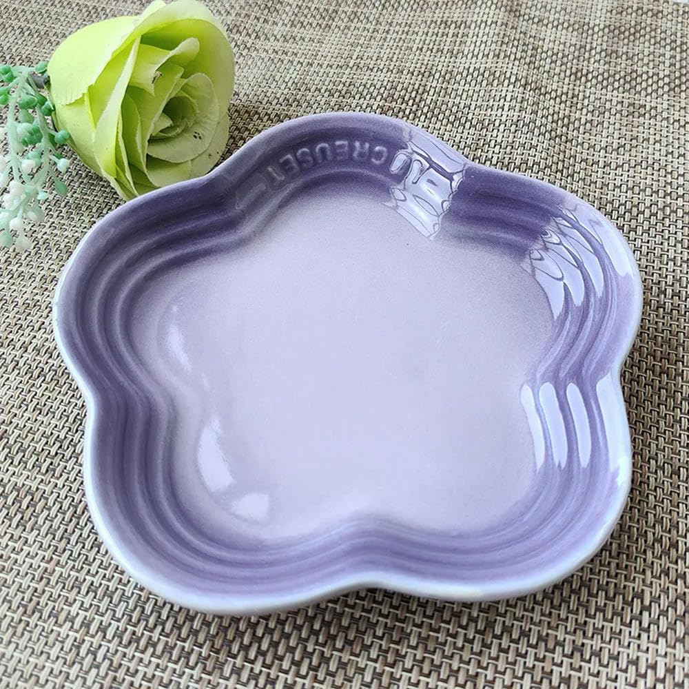 XIANGKANXUE Plum Blossom Small Plate 5.5Inches 14cm Rainbow Sauce Plate Flower Shaped Pet Gradual Spike Bone Plate Tableware Ceramic Dishs