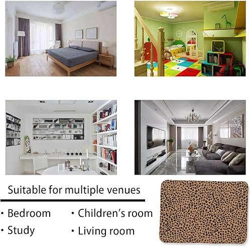 Miniatura 5 de MELONE Alfombra de leopardo antideslizante, alfombra rústica de granja, cocina, dormitorio, sala de estar, decoración de moda de leopardo,