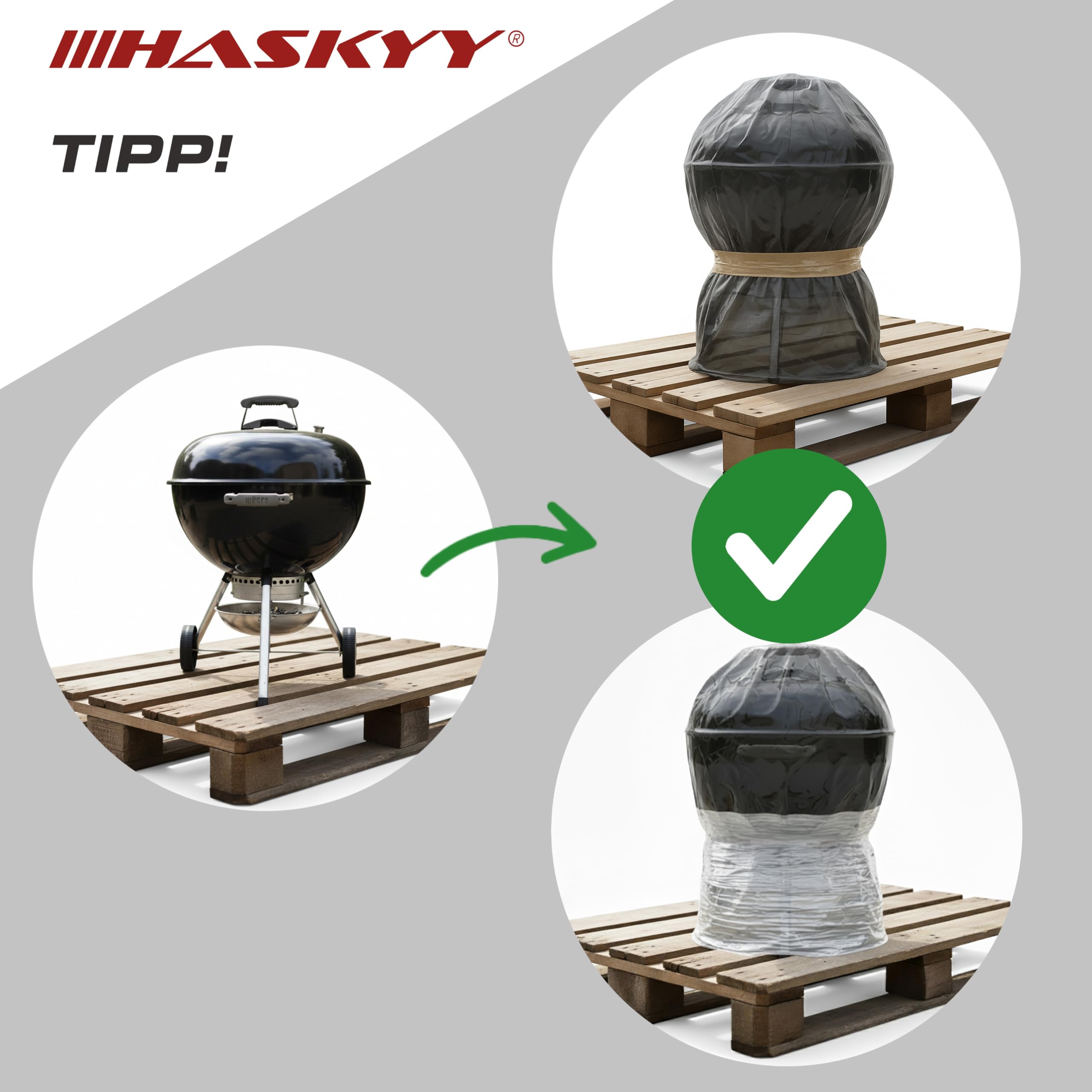 HASKYY Abdeckhaube Palettenhaube 10x Schutzhaube 180 x 90 x 130 cm Euro-Paletten-Möbel-Abdeckung Paletten-Abdeck-Plane Gartenmöbel-Abdeckung PE 50μm UV-Beständig SCHWARZ