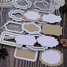 Lapoo 3D Backgrounds Frame Metal Cutting Die for Scrapbooking, New Cutting Dies DIY Album Card Making Decor Paper Craft Metal Die Cuts Party Wedding Decorations (Various Labels 6.2 x 5.1 in)