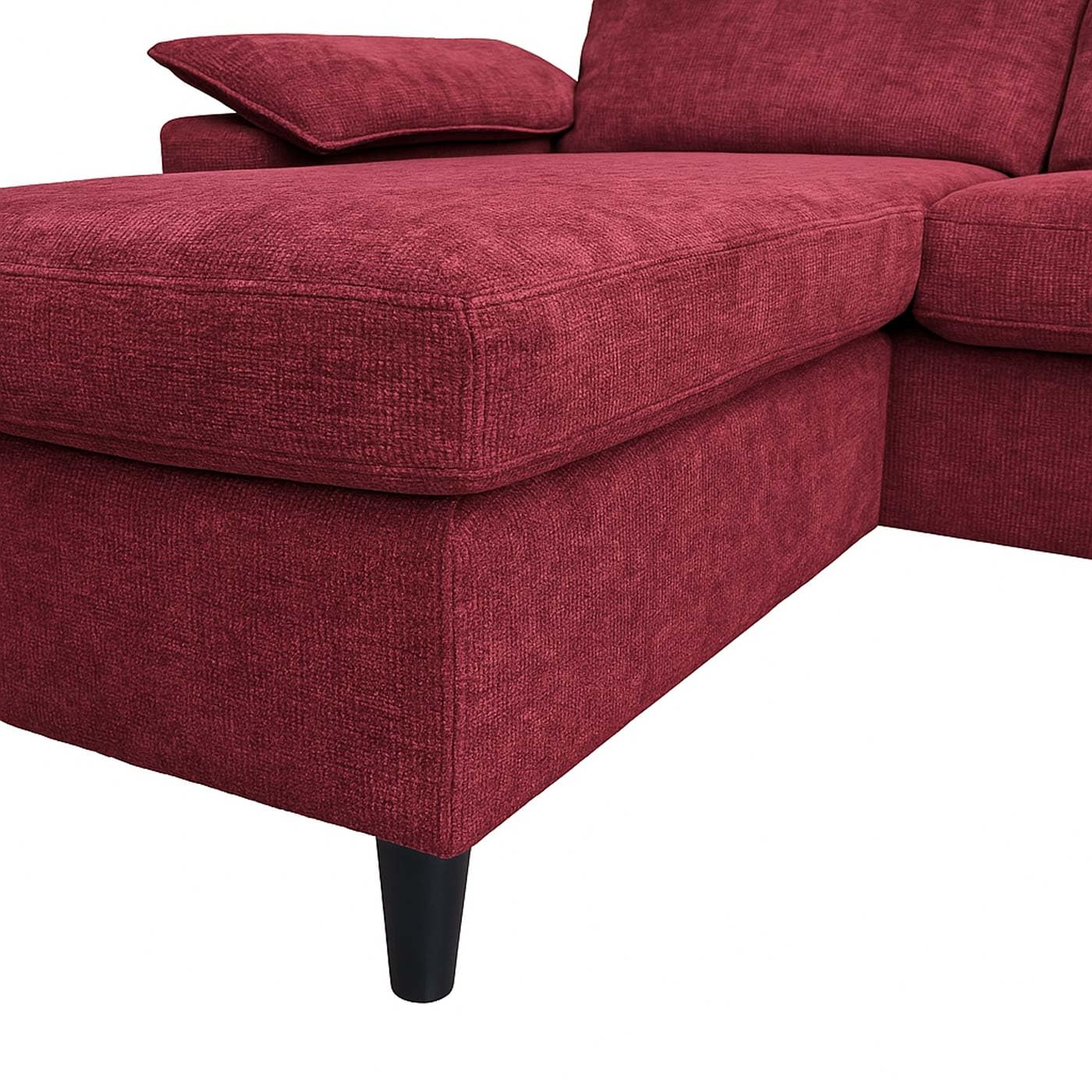 Mendler Sofa-Garnitur HWC-O71, Couch Ecksofa L-Form, Liegefläche Links/rechts, Stoff (320 g/m²) Holz 84x229x140cm - Bordeaux