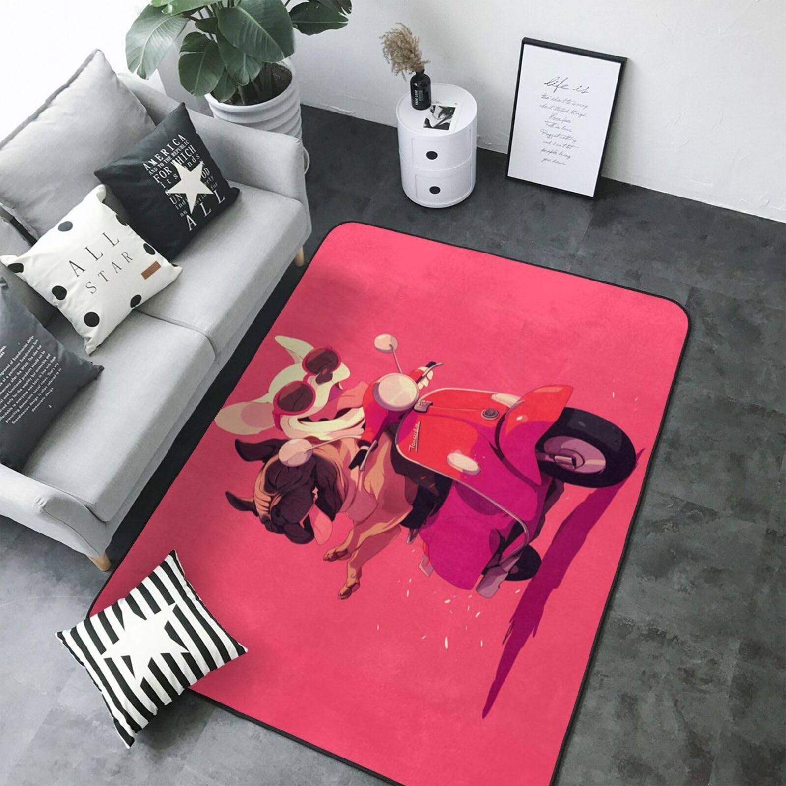 Tapis intérieur lavable bouledogue français grand tapis salon et chambre