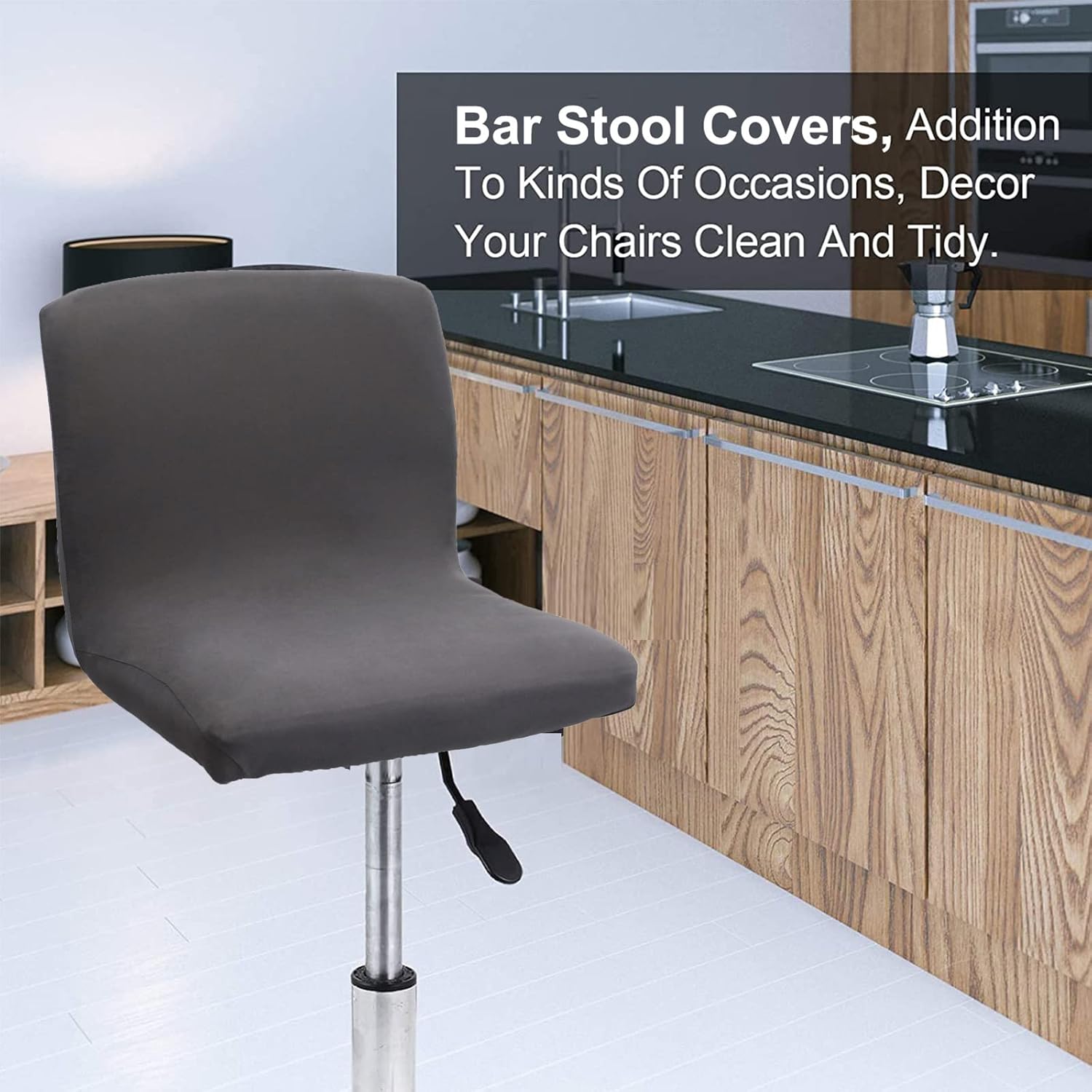 Bar Stool Cover Stretch, Soft Stool Cushion Slipcover with Backs Removable Washable Bar Stool Seat Covers Elastic Bottom for Dining Room -Orange-6 Pieces