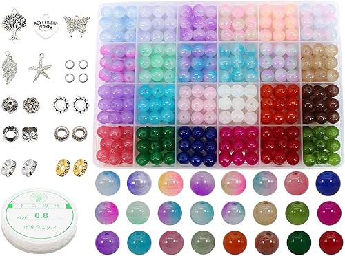 600pcs 0.394 in Surtido De Cuentas De Vidrio Conjunto Hecho A Mano Redondo Suave Suelto Pulsera Cuentas Lindas Cuentas Kawaii A Granel Para La