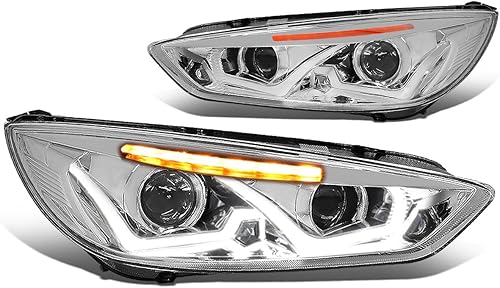 DNA MOTORING HL-HPL-LED-FF16-BK-CL1 - Faros delanteros negros con doble U-Halo DRL de repuesto para enfoque 15-18