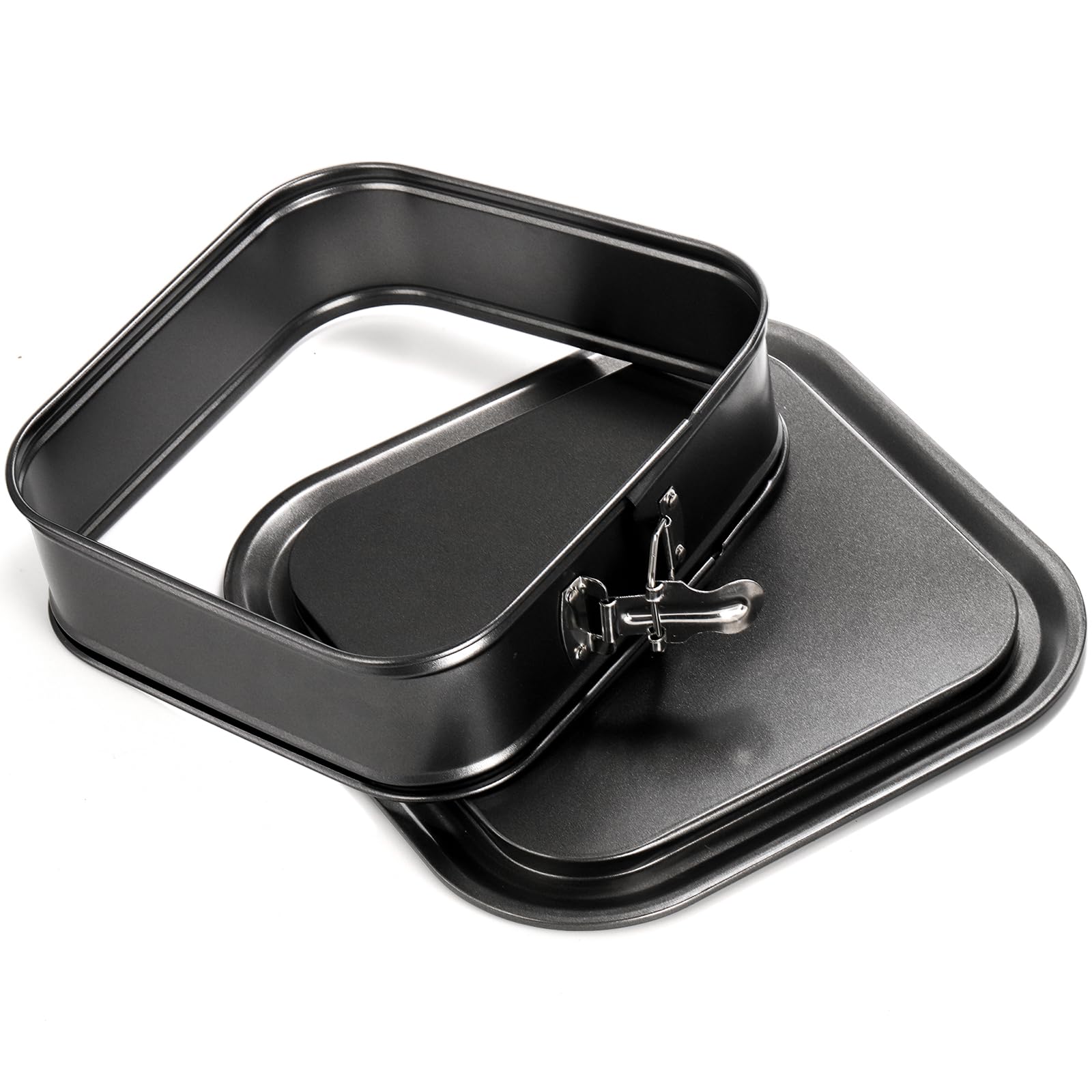 SOUJOY Paquete de 2 moldes para tartas Springform, antiadherentes, moldes cuadrados para tartas con parte inferior extraíble, utensilios para hornear helados, color negro