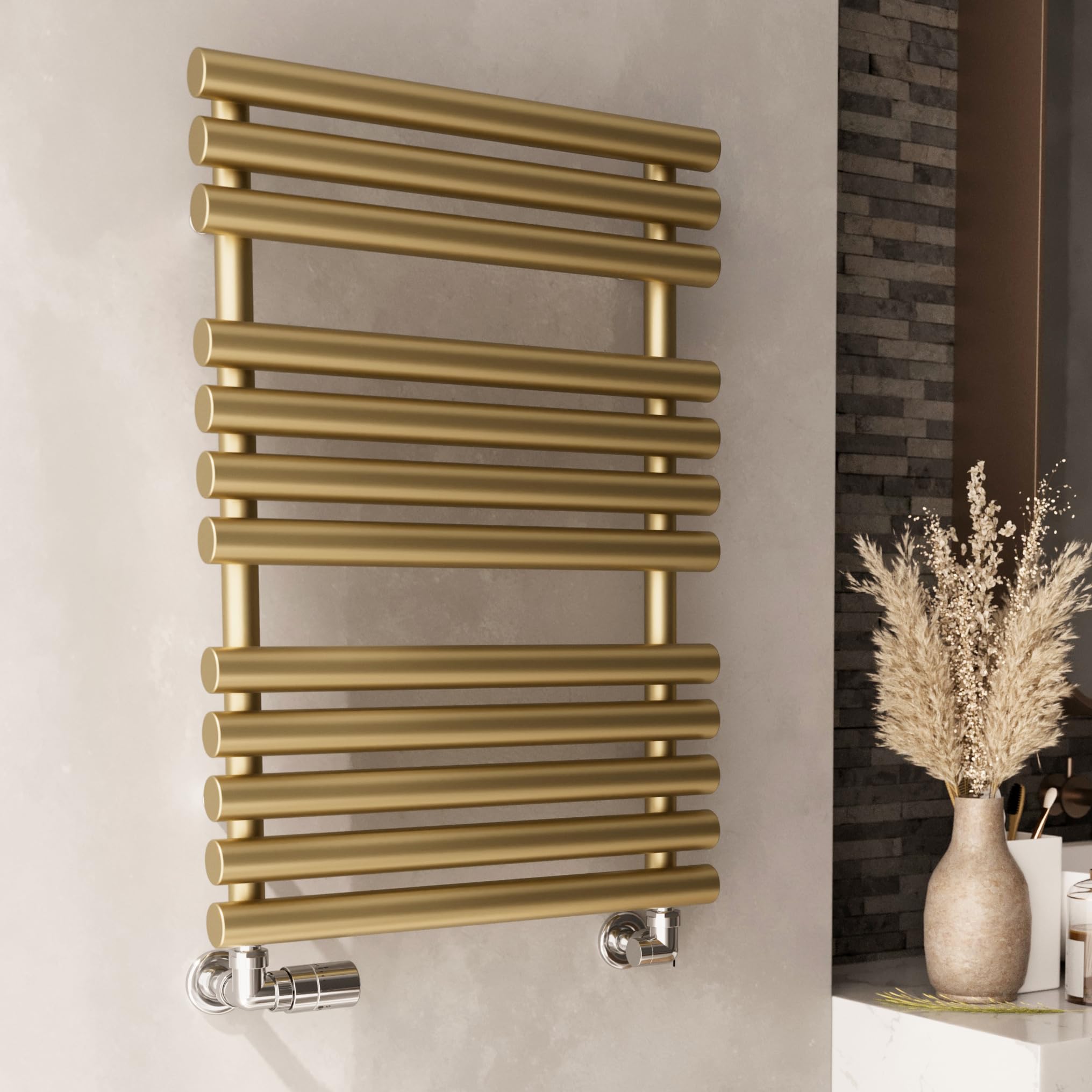 Terma Rolo Heated Towel Rail - 755 x 520mm - Brass