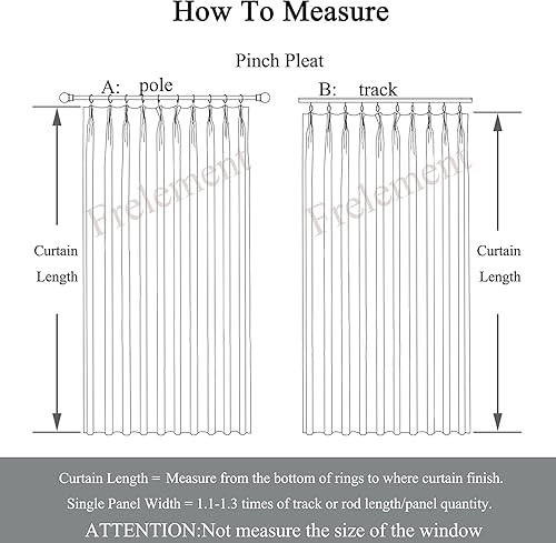 Miniatura 8 de Frelement Cortinas opacas de lino con aislamiento térmico para oscurecer la habitación, cortinas plisadas para barra transversal y pista, 72