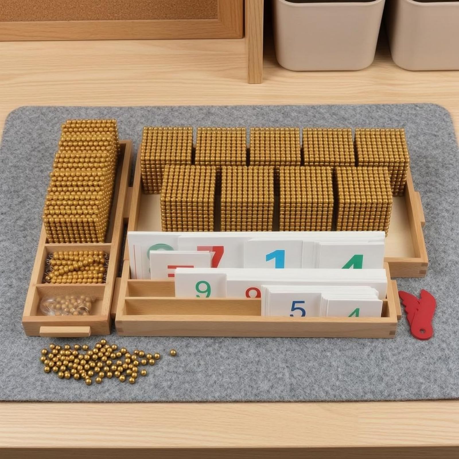 Juego Educativo Auto-Dirigido Base Diez Plástico Set Números y Símbolos Preescolar Aprendizaje, Dorado, Dorado
