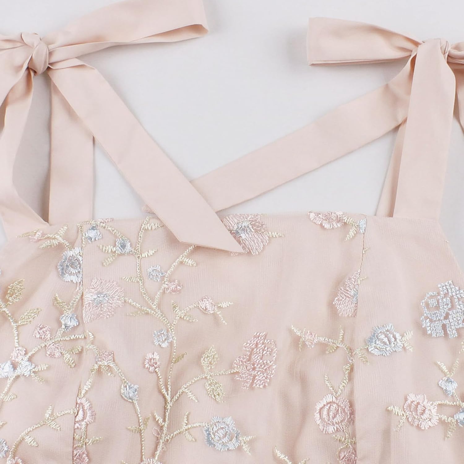 ODIZLI Women's 1950s Retro Vintage Dress Sleeveless Spaghetti Strap Embroidered Floral Dress - Image 4