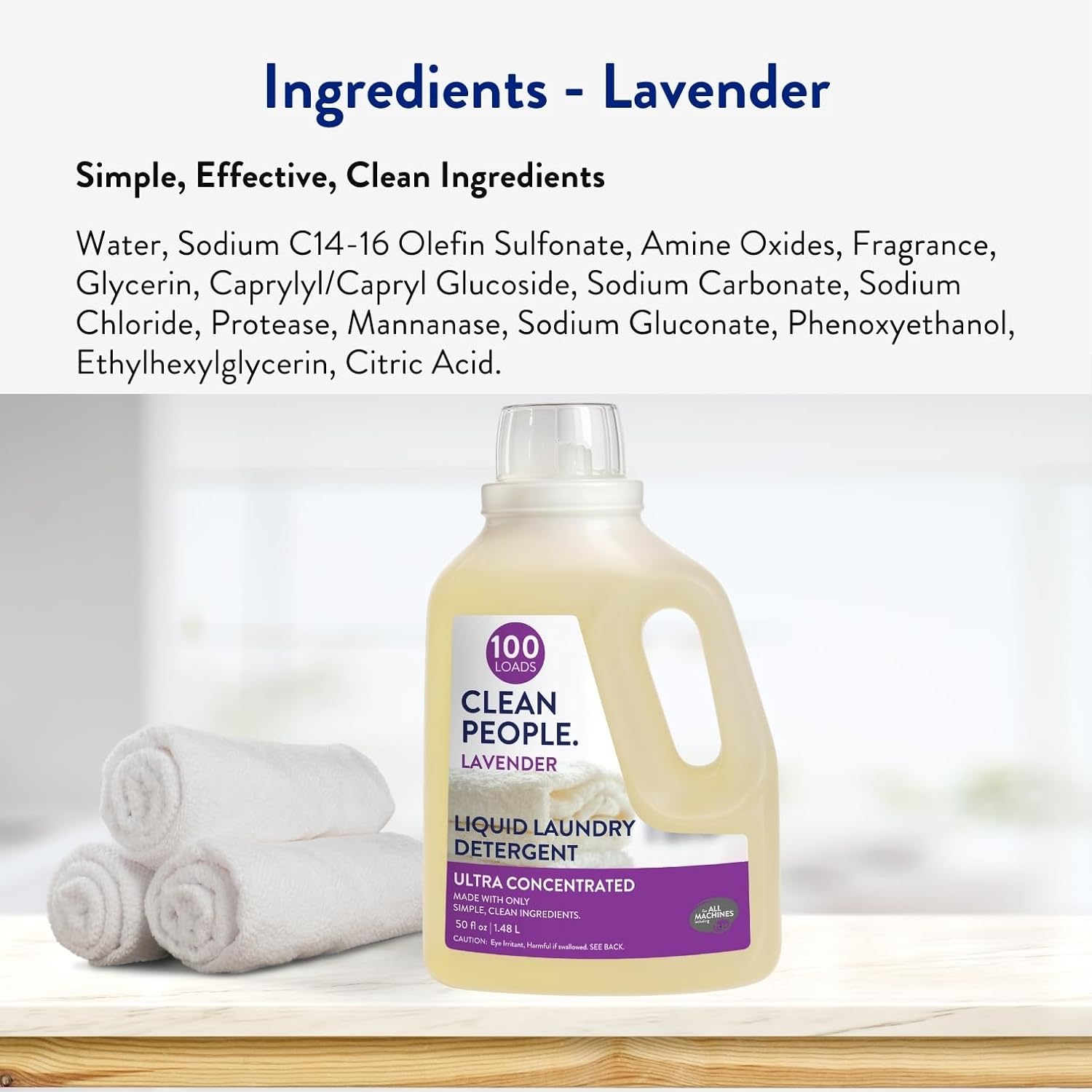 The Clean People Liquid Laundry Detergent - Recyclable Packaging, Stain Fighting - Ultra Concentrated, Laundry Soap - Lavender, 100 Loads - Image 6