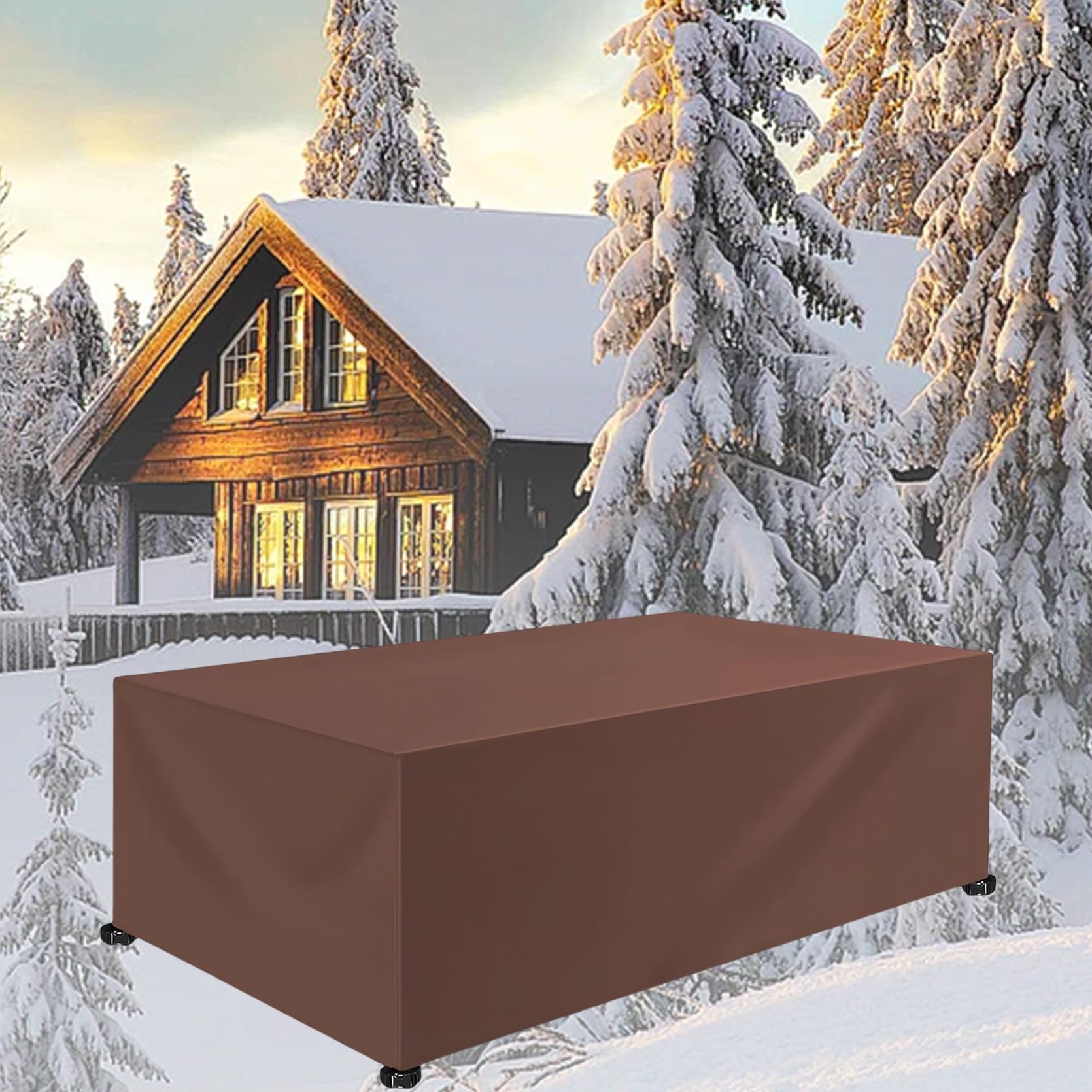 Copertura Mobili da Giardino 220 x 260 x 220 cm Antivento/Resistente allo Strappo/Antipolvere, Copridivano da Giardino Copri Divano, per Patio, Esterni, Tavolo, Marrone