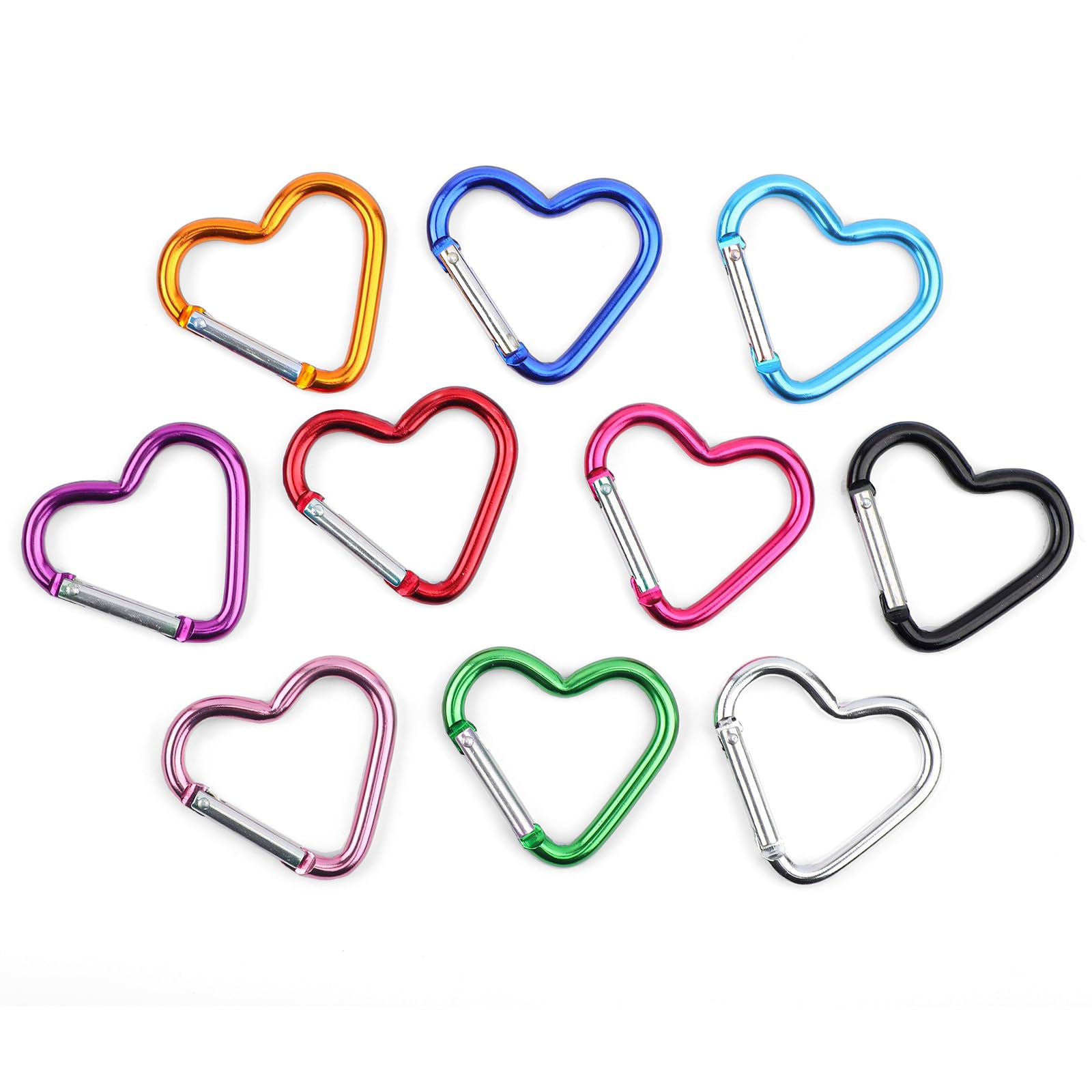 10pcs Heart Shaped Carabiner, Aluminium Alloy Cute Carabiner Clip