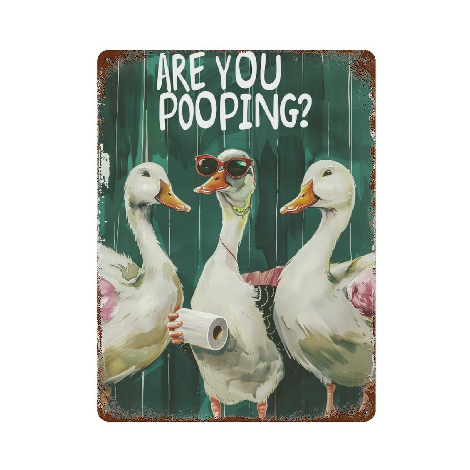 FHUYEURHRY Duck Bathroom 03 Wall Decor Retro Iron Vintage Art Metal Tin Sign Poster Modern Home Cofffee Club Art Bar Shop Decorations Style-12 40x30cm