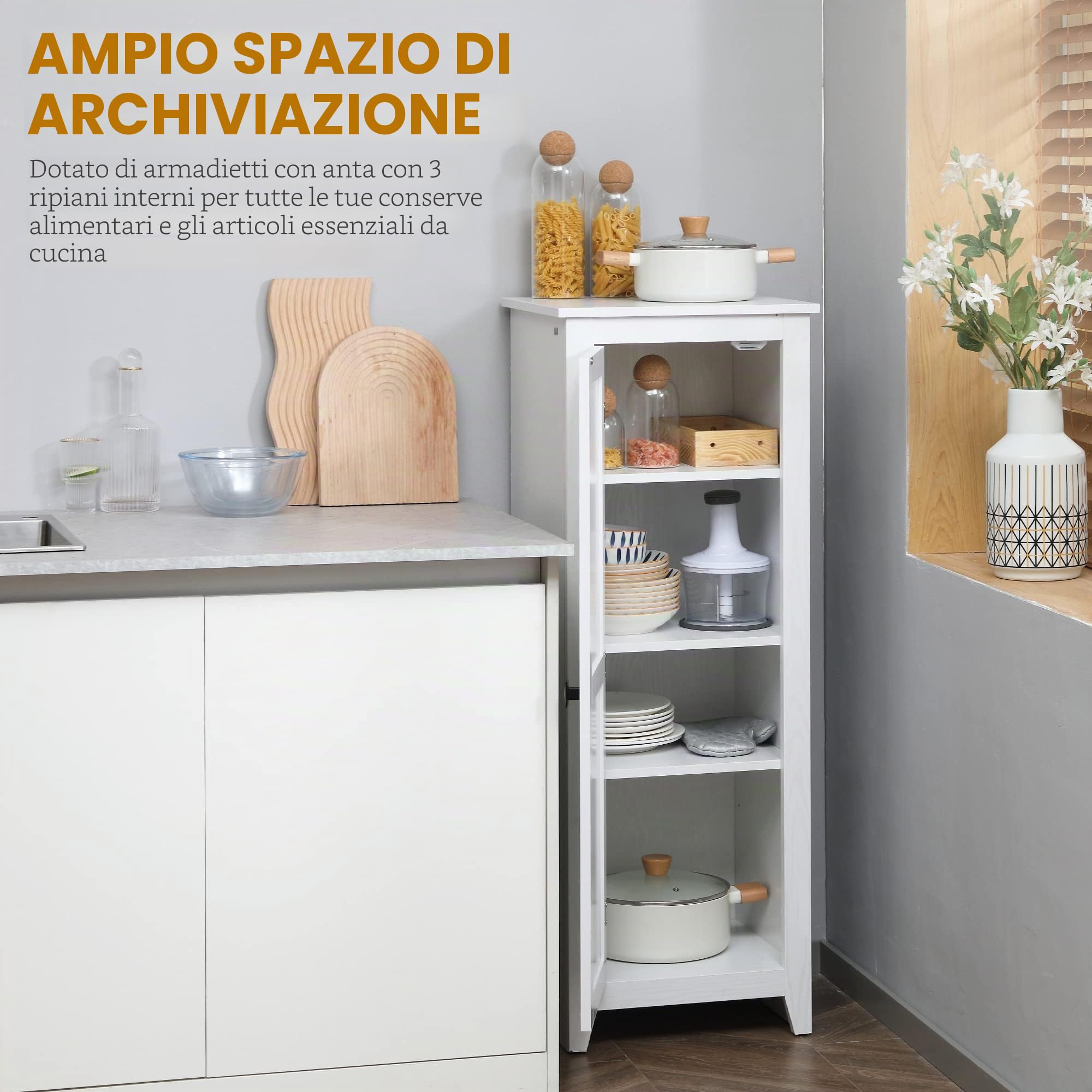 HOMCOM 48" Armadio dispensa cucina indip. porta fienile bianco