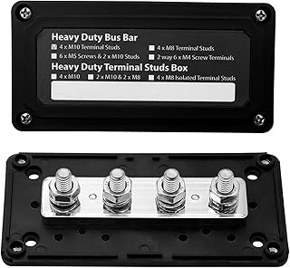 IZTOR 12 24 48V 300A Heavy-Duty Bus bar Box Power Distribution Block Nickel Plated Brass Buss Modular Design BusBar Buss Box 4xM10(3/8") for Car Audio Ground Bar Kit (Black))