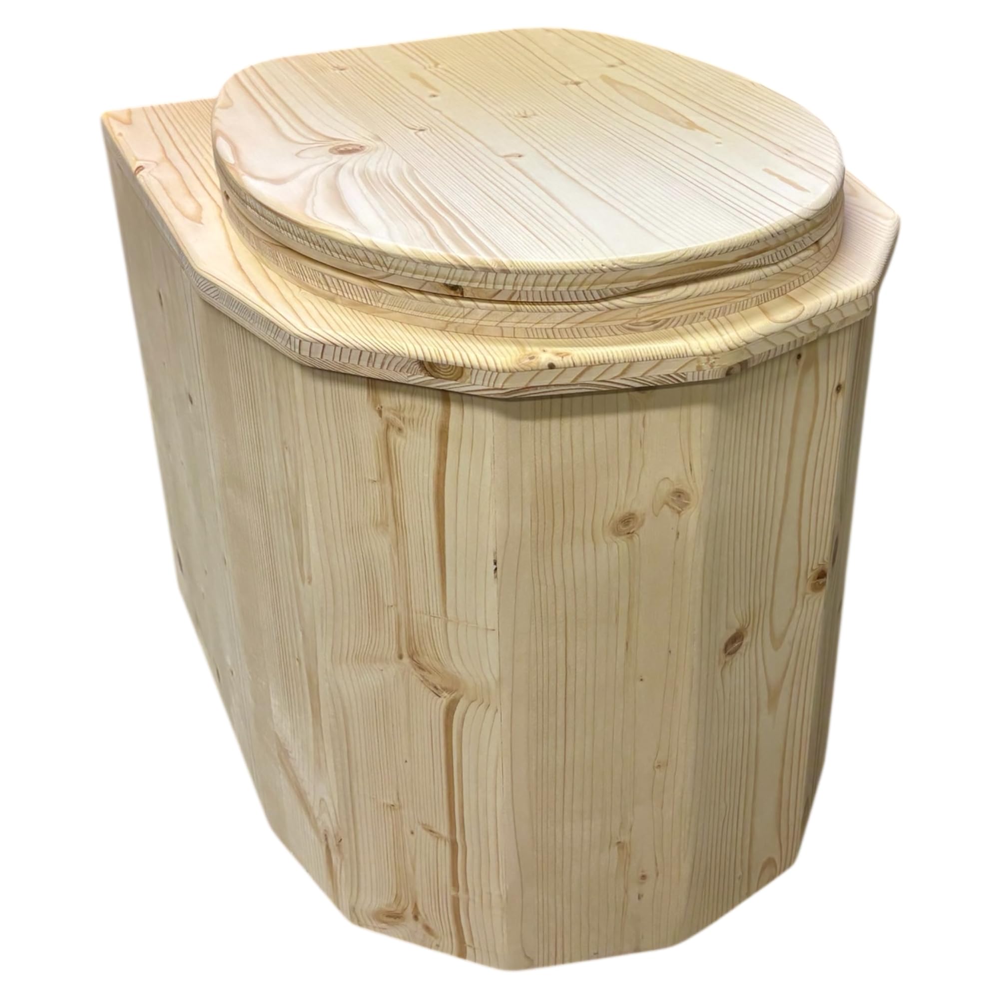 Toilette seche Premium Bois avec Bavette INOX et Seau plastique 20L - Fabrication Française Artisanale