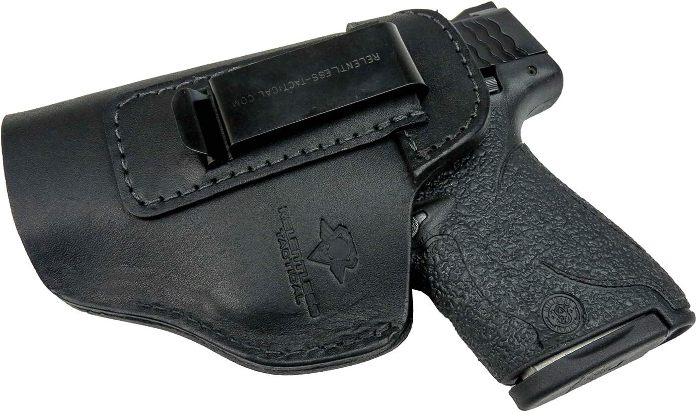 Relentless Tactical The Defender Leather IWB Holster | Made in USA | Fits Glock 17 19 19X 22 26 43 43X 45 | Taurus GC3 | S&W M&P Shield | Canik TP9 Elite | Sig P229 | Plus All Similar Sized Handguns