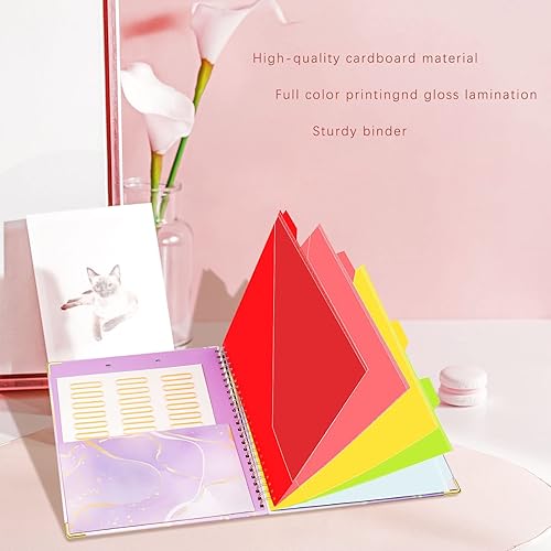 Miniatura 7 de Portapapeles en espiral con bloc de notas recargable, bonita carpeta de portapapapeles, 5 divisores con almacenamiento y 10 bolsillos, portapapeles