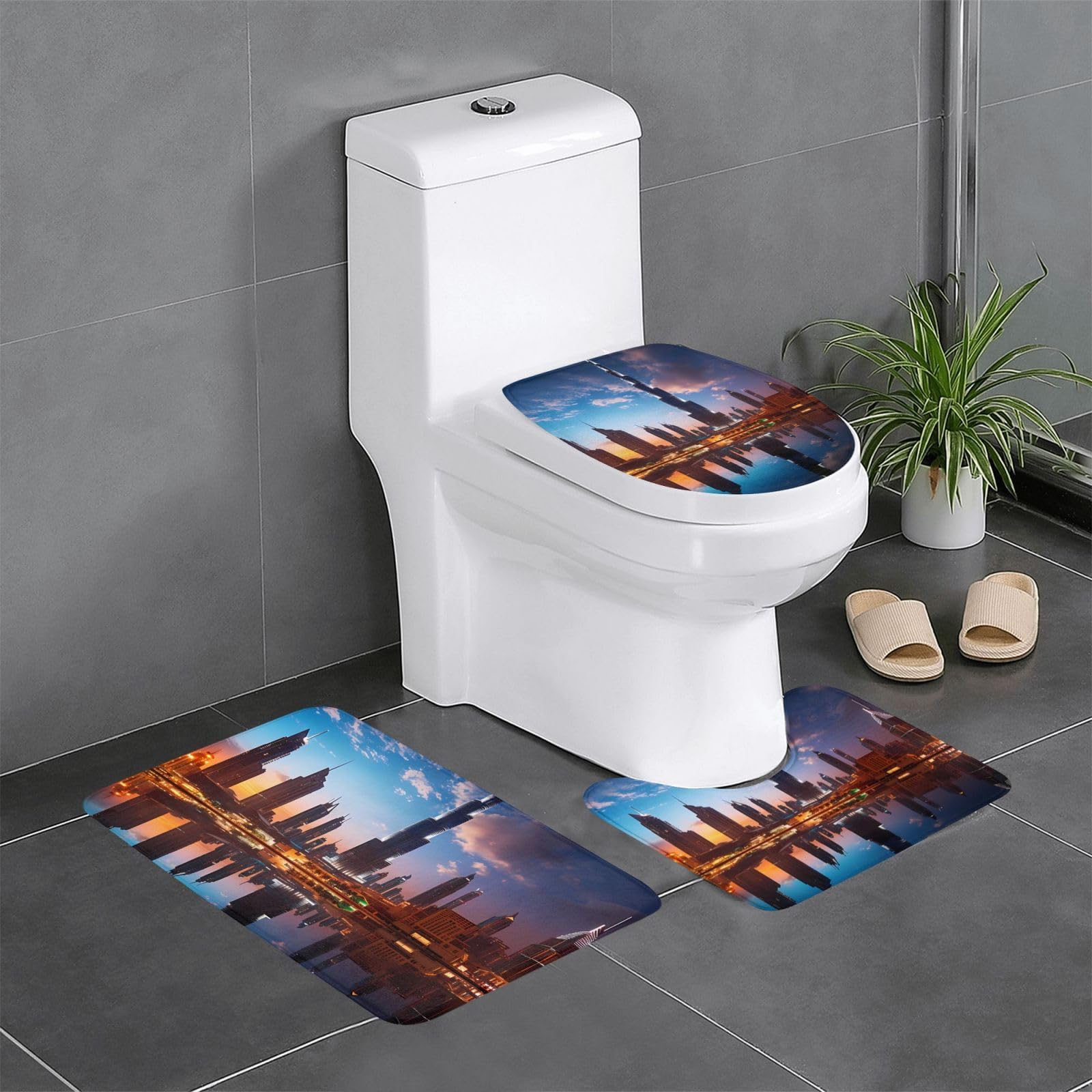 Tapis de sol Dubai Sidewinder Tower antidérapants 61x40,6 cm lot de 3 pour salle de bain et toilettes