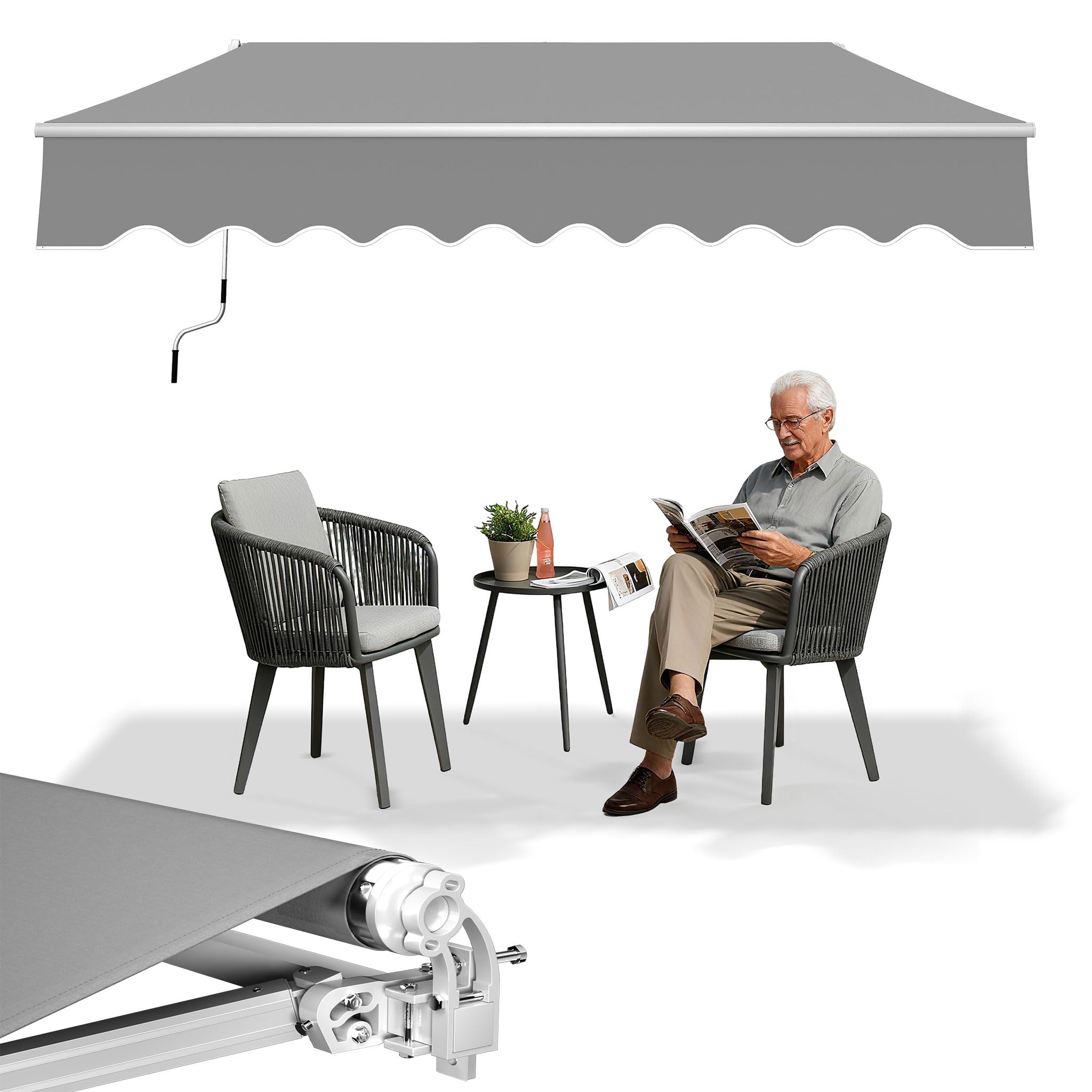 Tenda da sole per balcone 250 x 200 cm grigio chiaro