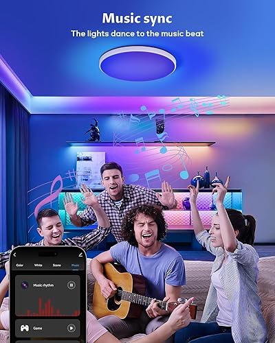 Miniatura 6 de Lámpara de techo LED inteligente WiFi, lámpara de techo RGB de 12 pulgadas, 16 millones de colores de bricolaje, compatible con Alexa Google Home,